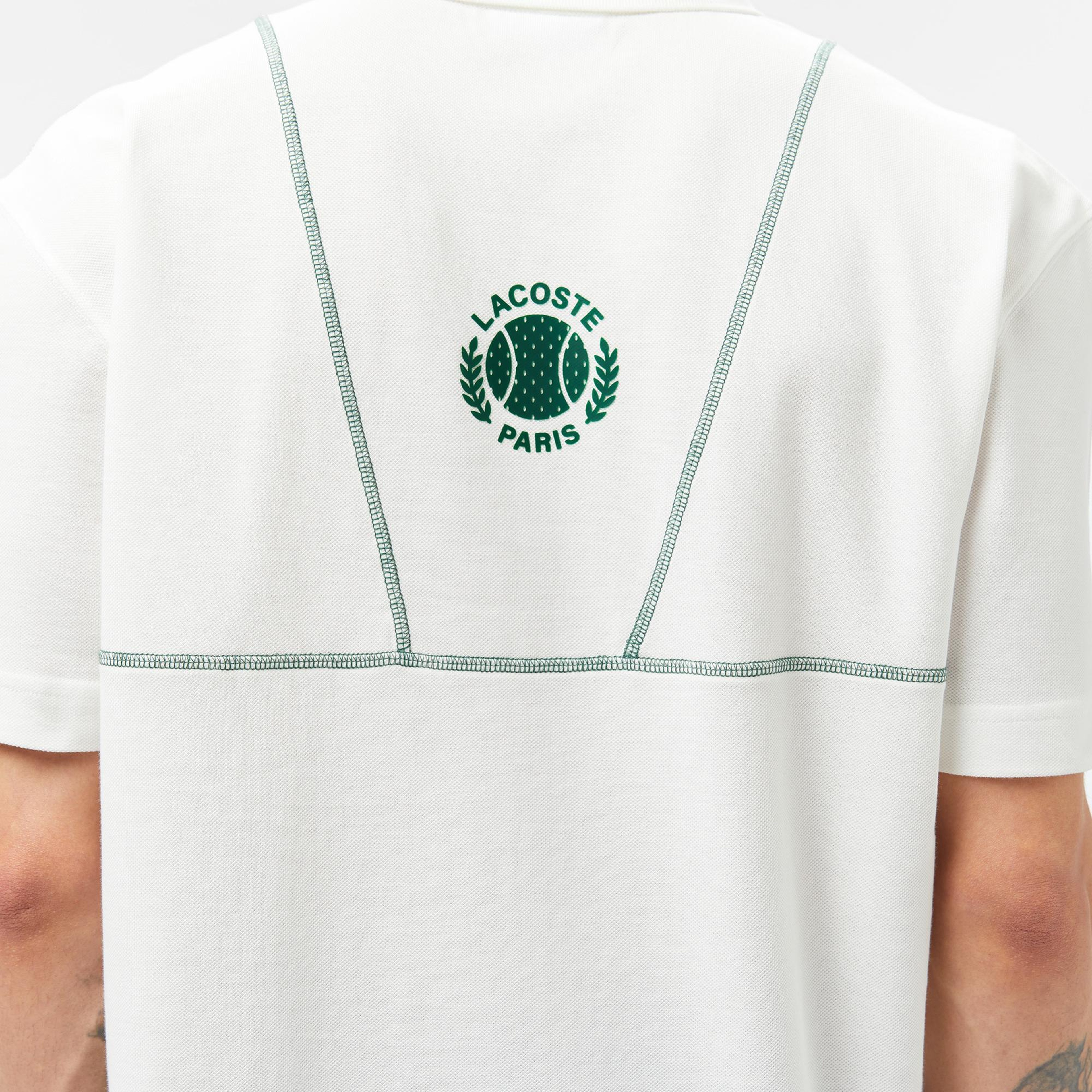 Lacoste Erkek Desenli Beyaz Polo