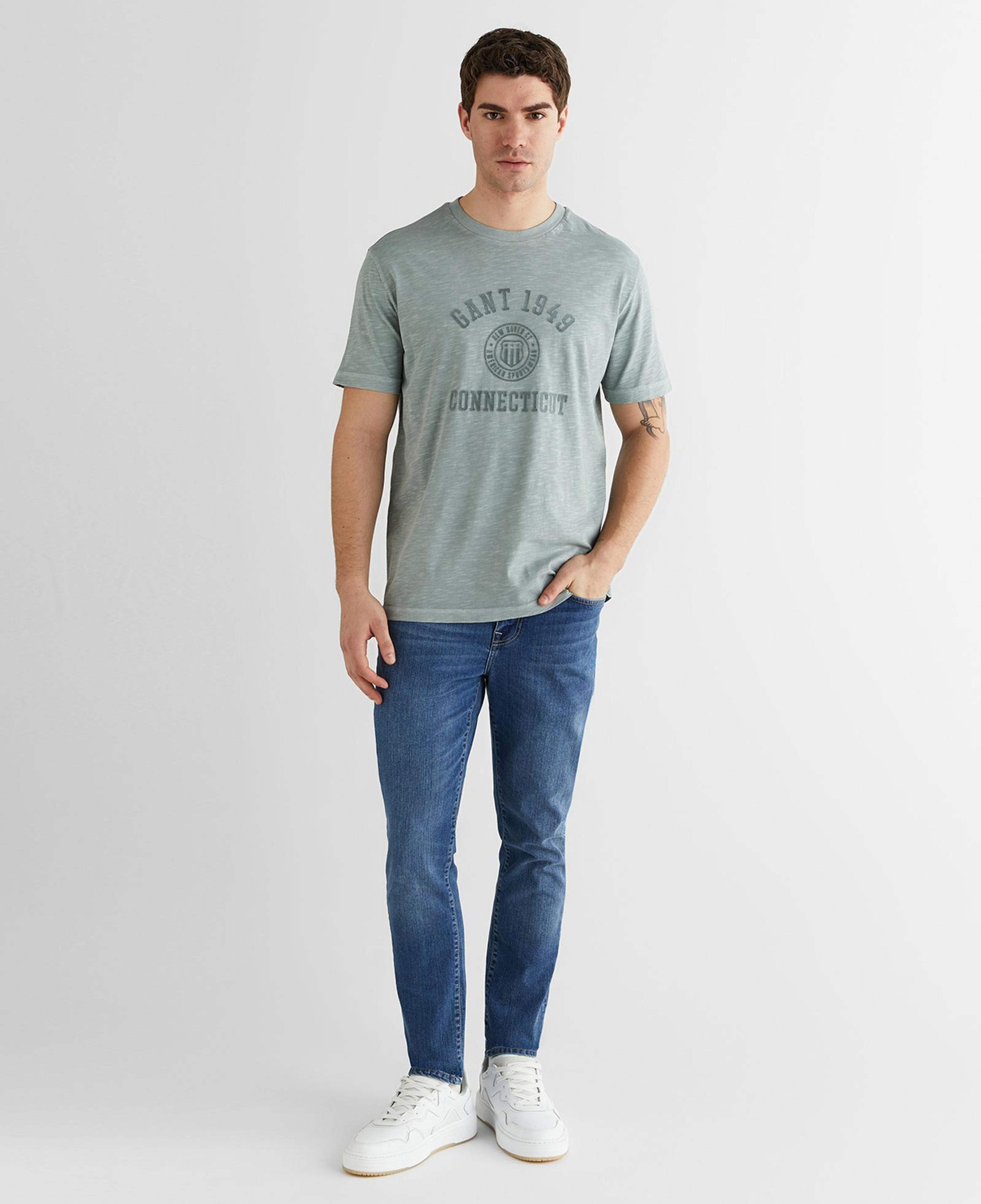 GANT Erkek Yeşil Baskılı Kısa Kollu T-Shirt