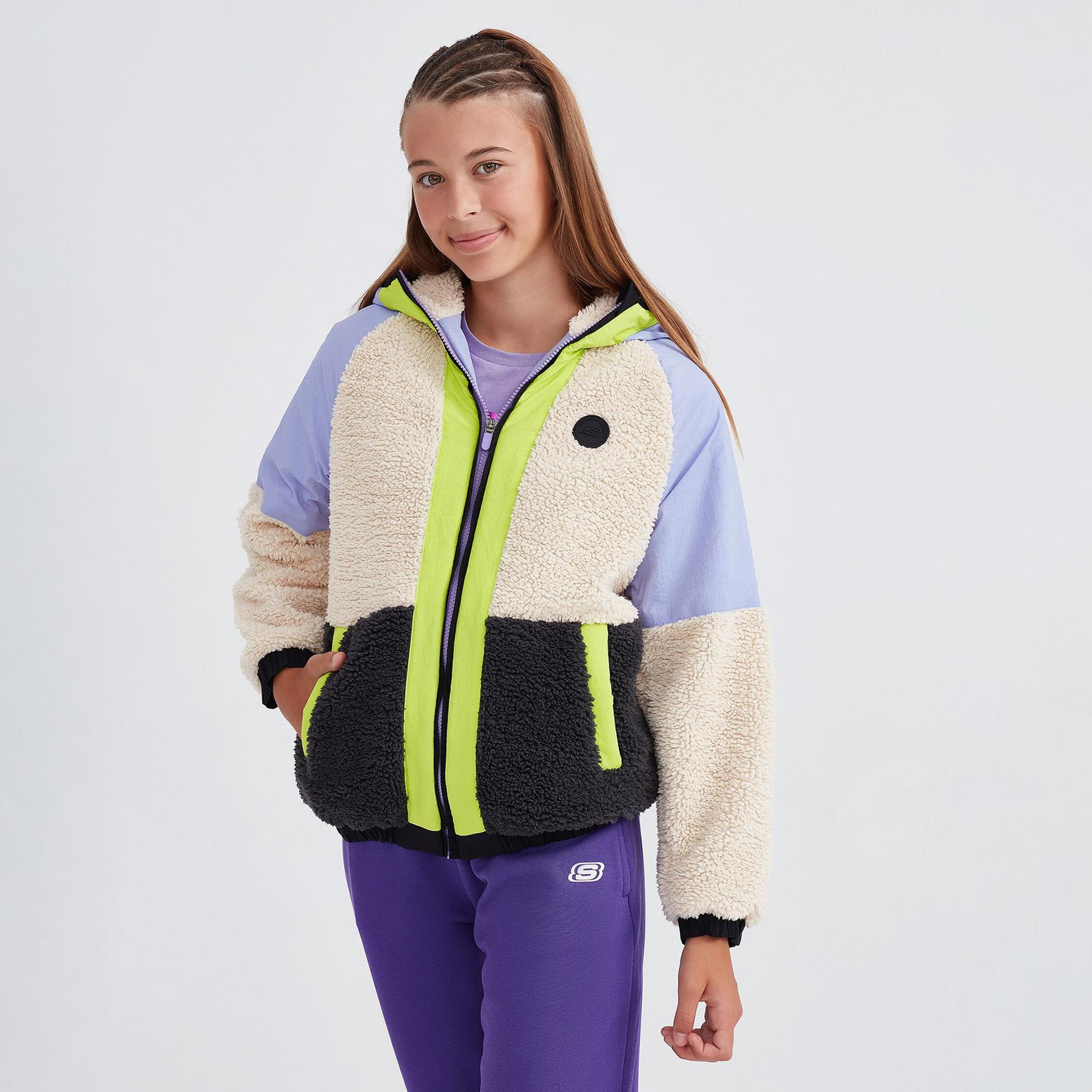 Skechers Outdoor Fleece Full Zip Sherpa Çocuk Mor Eşofman Üstü