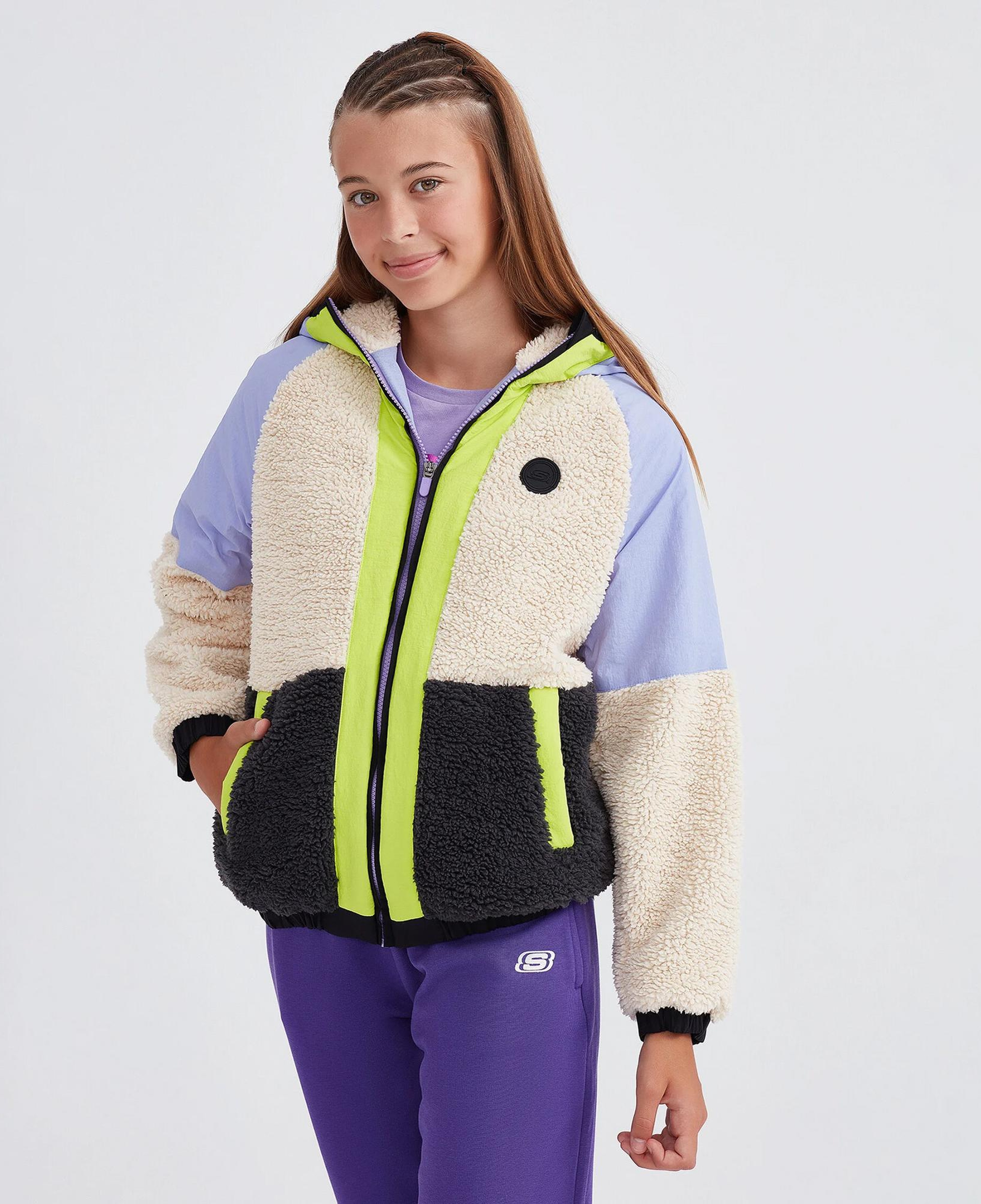 Skechers Outdoor Fleece Full Zip Sherpa Çocuk Mor Eşofman Üstü