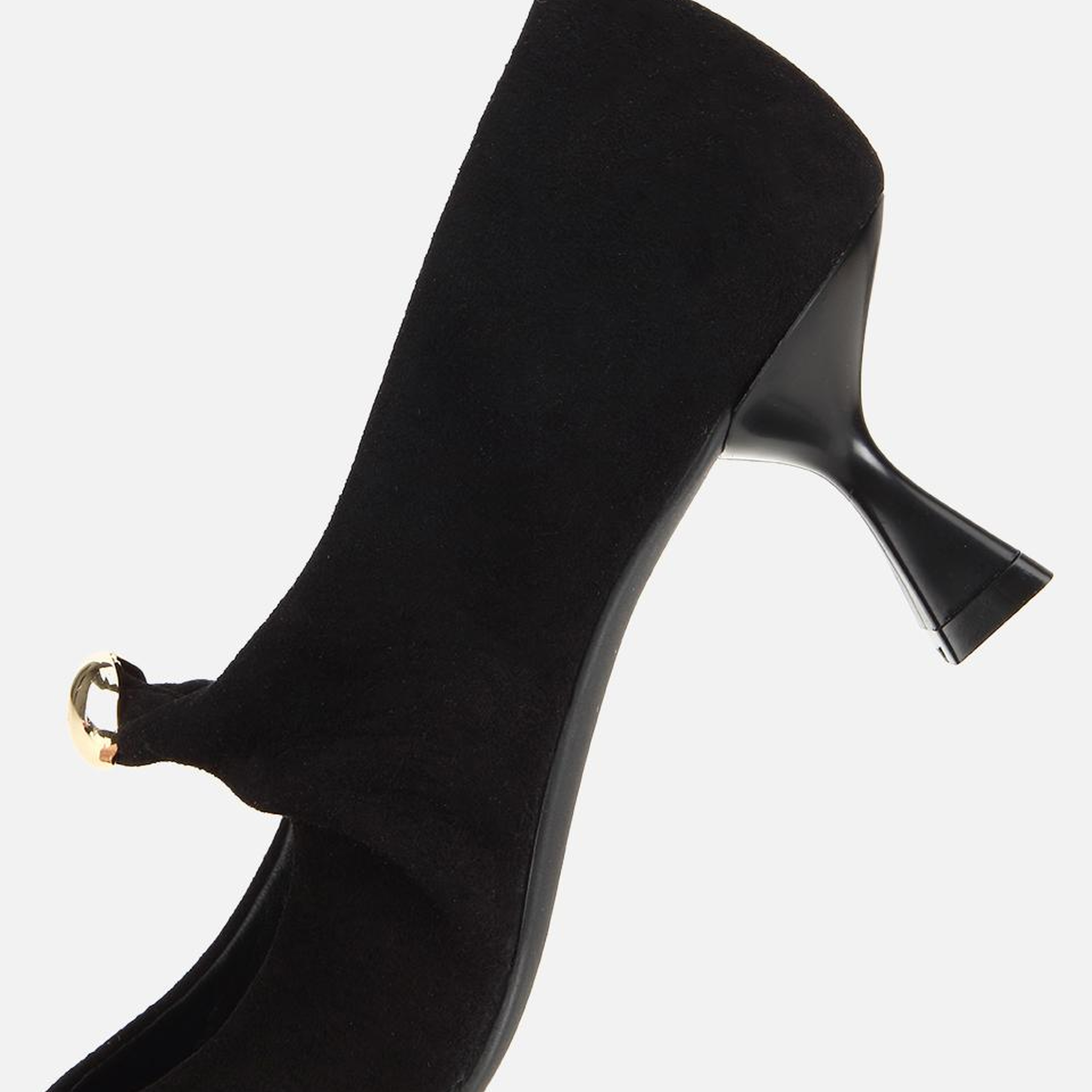 Kadın Süet Deri Siyah Gold Toka Detaylı İnce Topuklu Stiletto