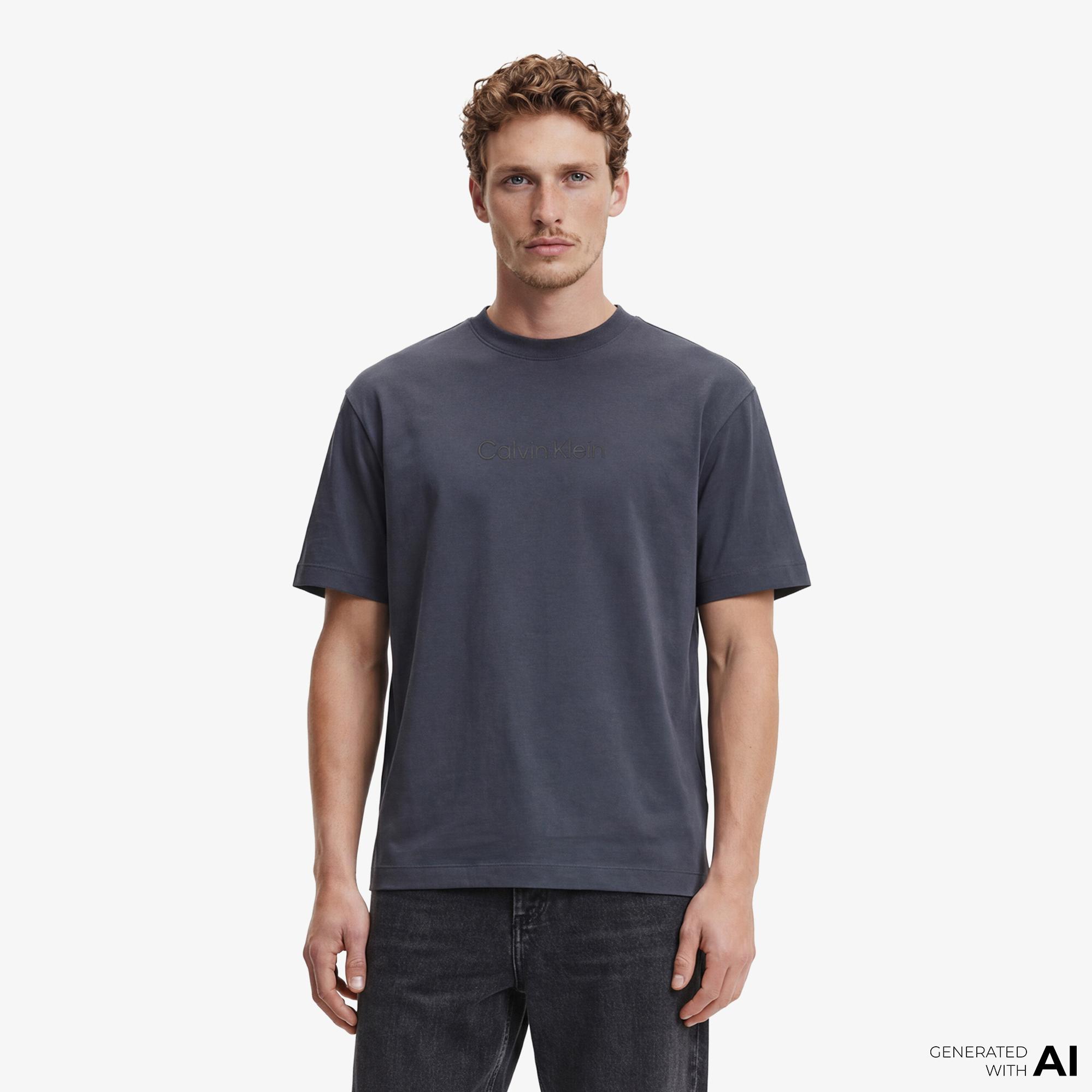 Calvin Klein Releaxed Standard Logo Crewnk Erkek Lacivert T-Shirt