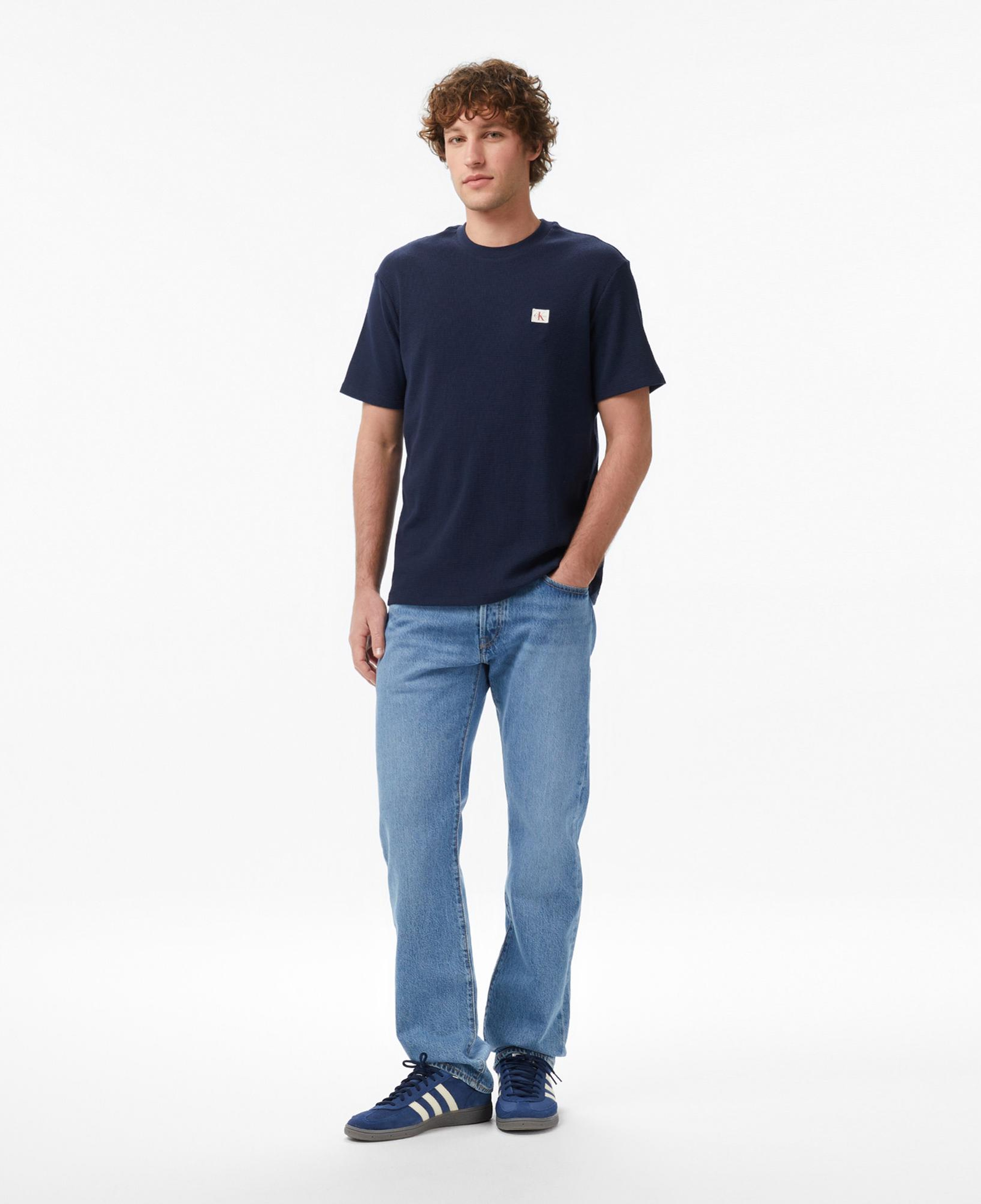 Calvin Klein Waffle Badge Crewnk Erkek Mavi T-Shirt