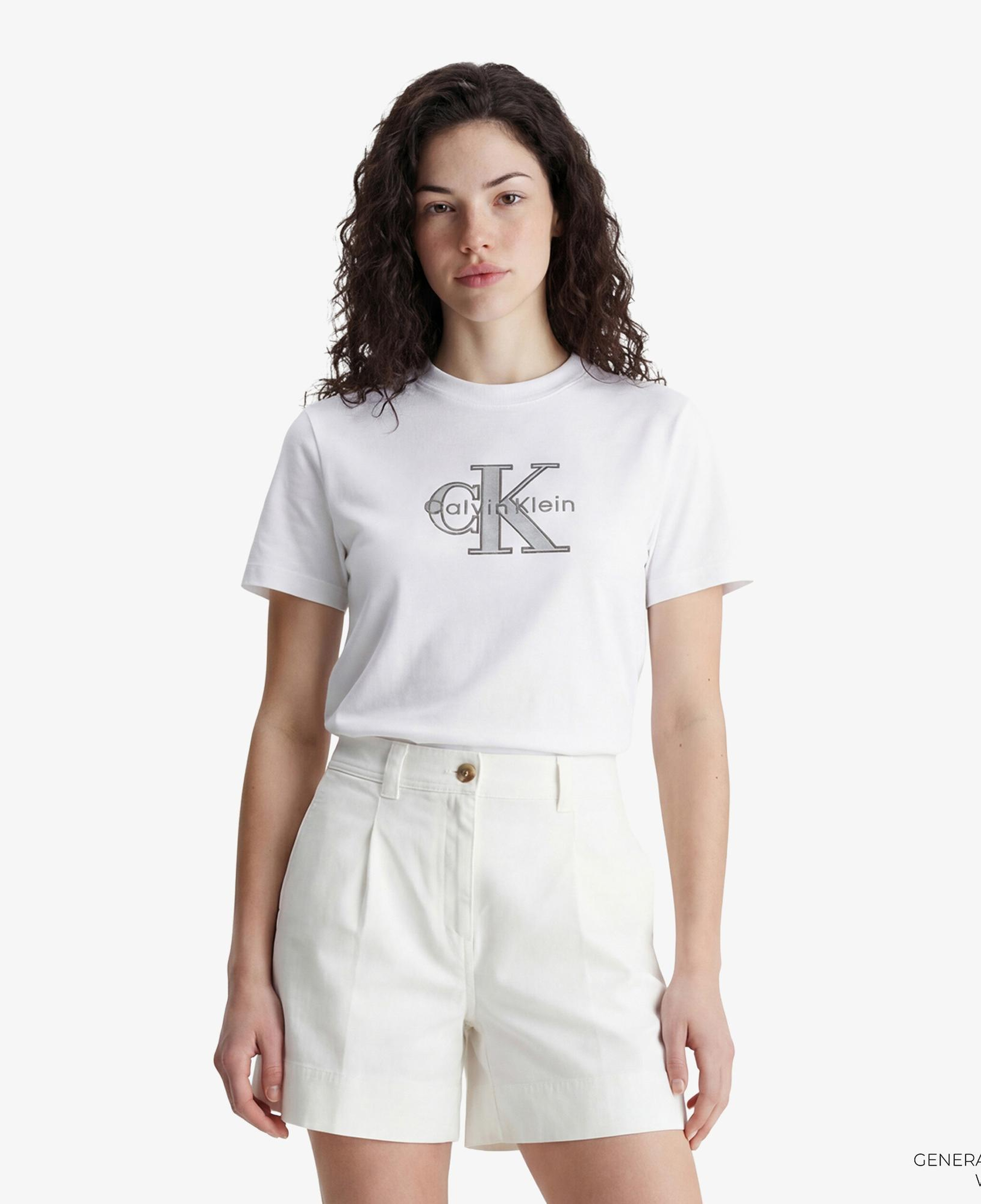 Calvin Klein Classic Monologo Metallic Kadın Beyaz T-Shirt