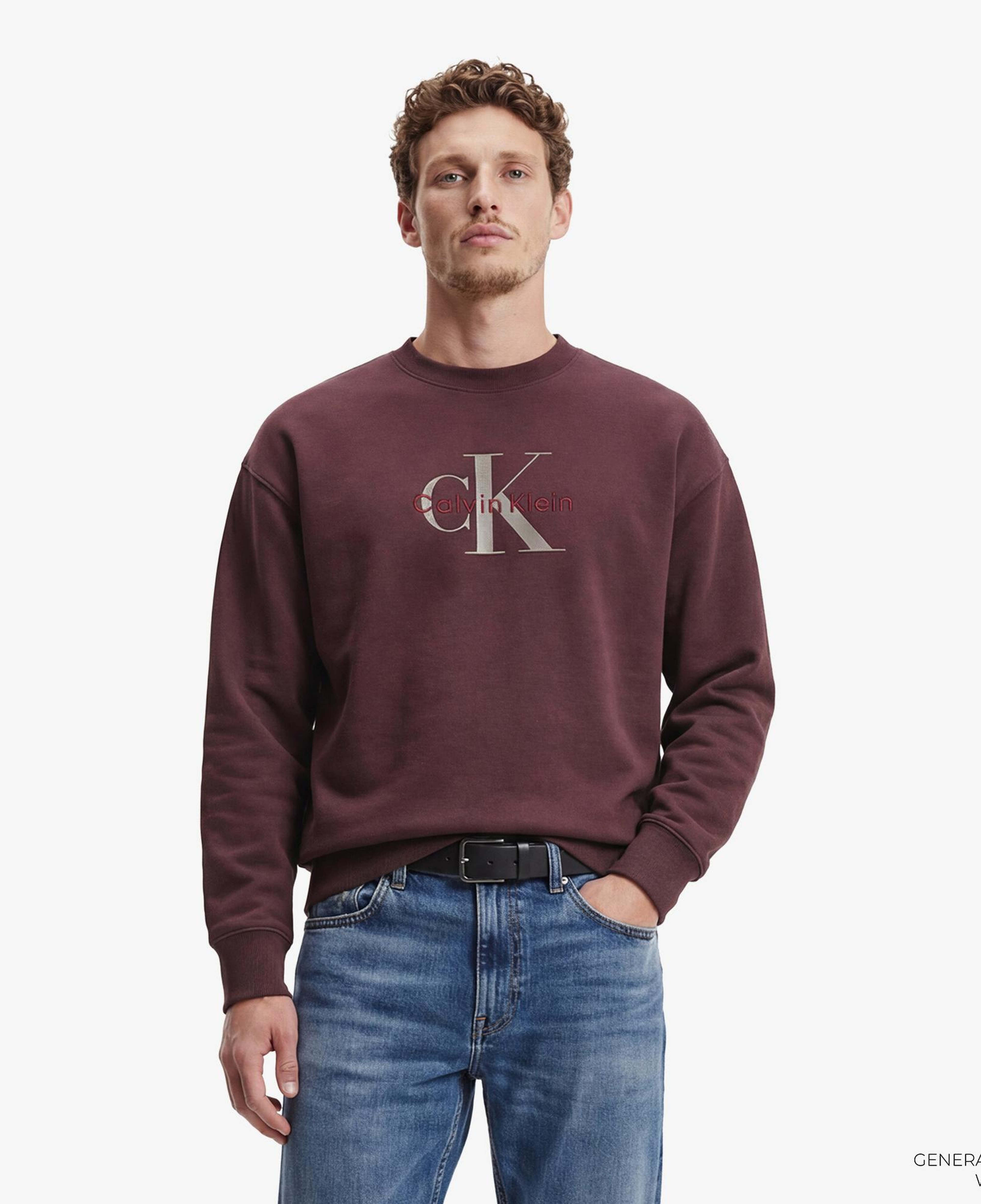 Calvin Klein Premium Terry Monologo Erkek Kahverengi Sweatshirt