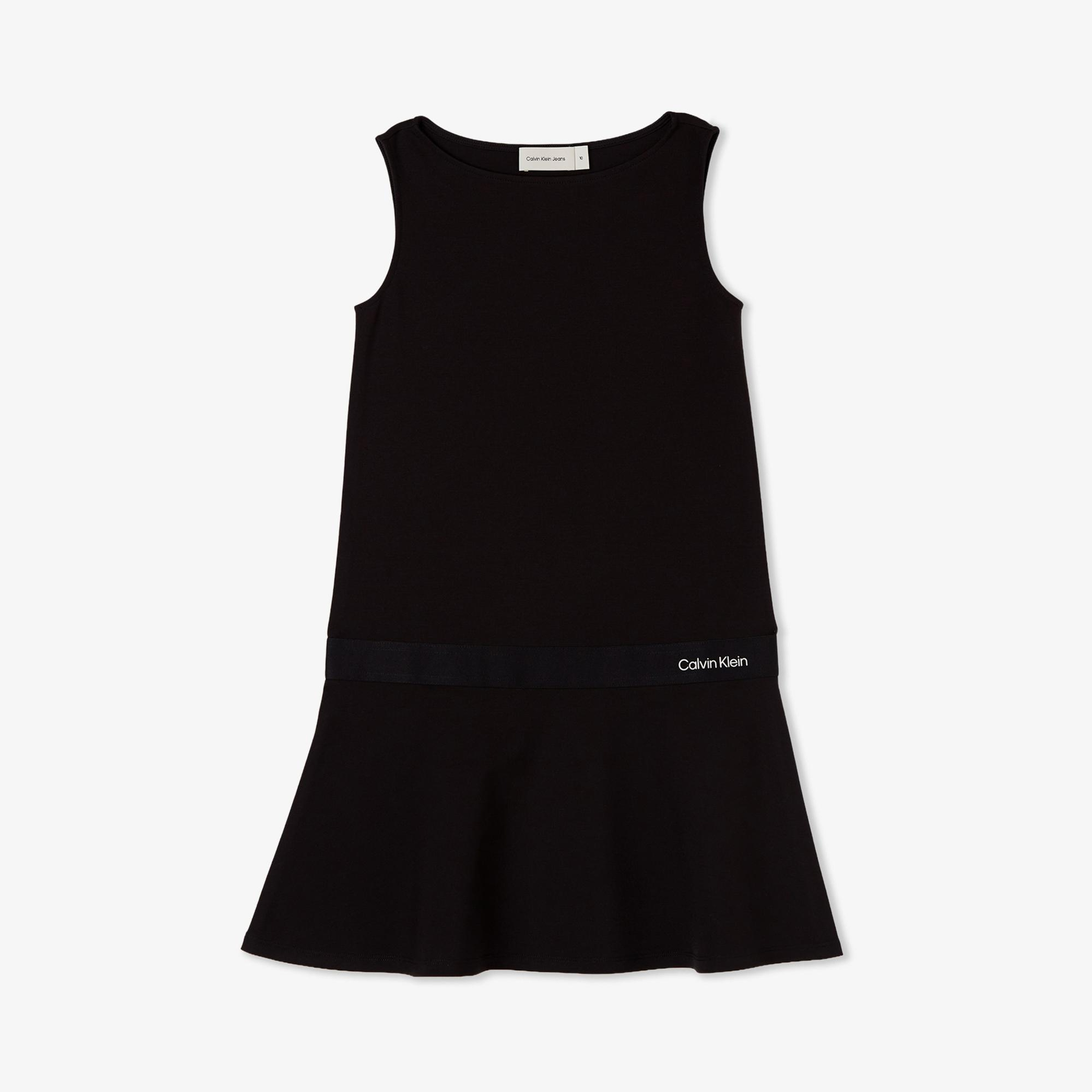 Calvin Klein Logo Tape Punto Çocuk Siyah Elbise