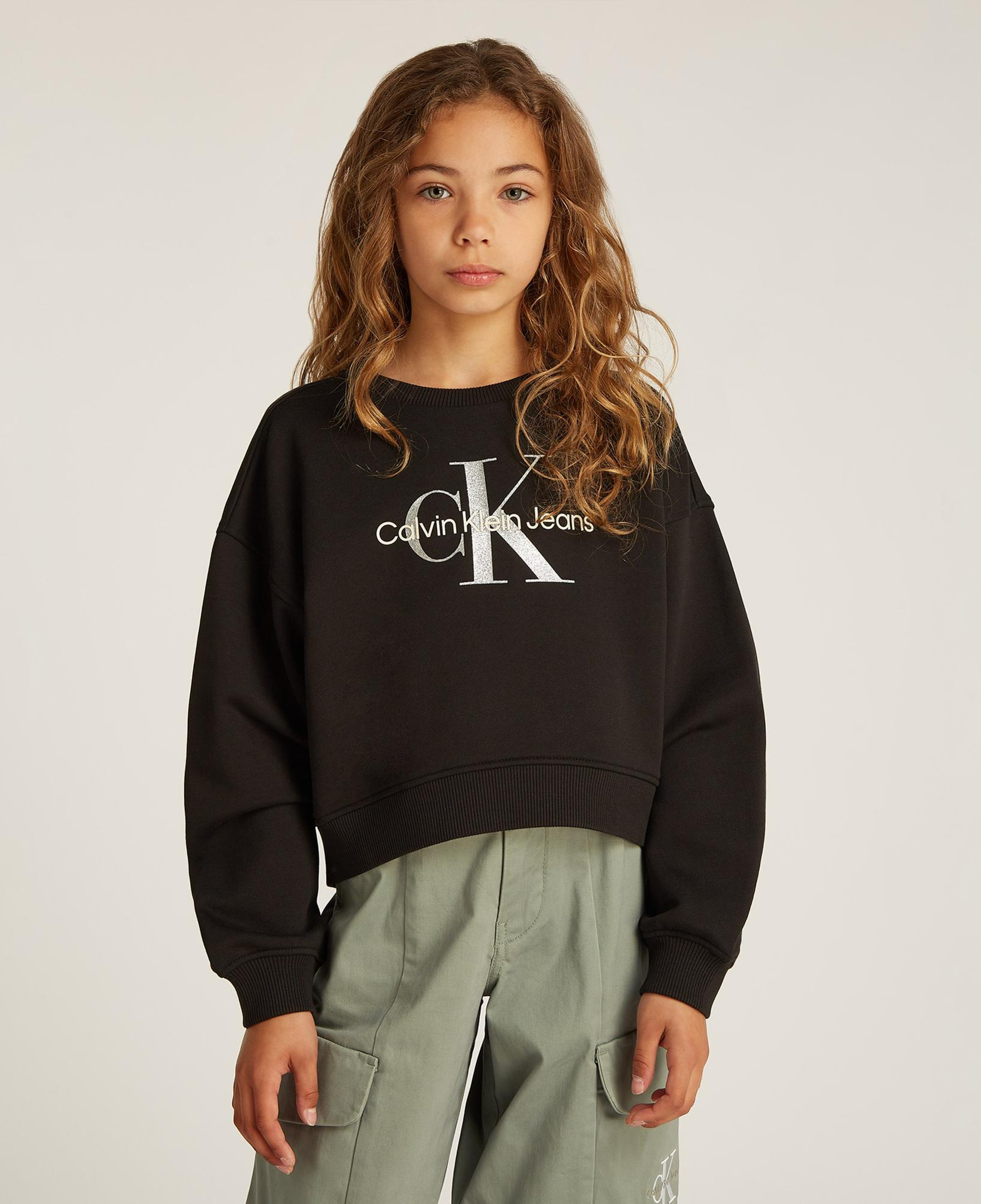 Calvin Klein Glitter Monologo Çocuk Siyah Sweatshirt