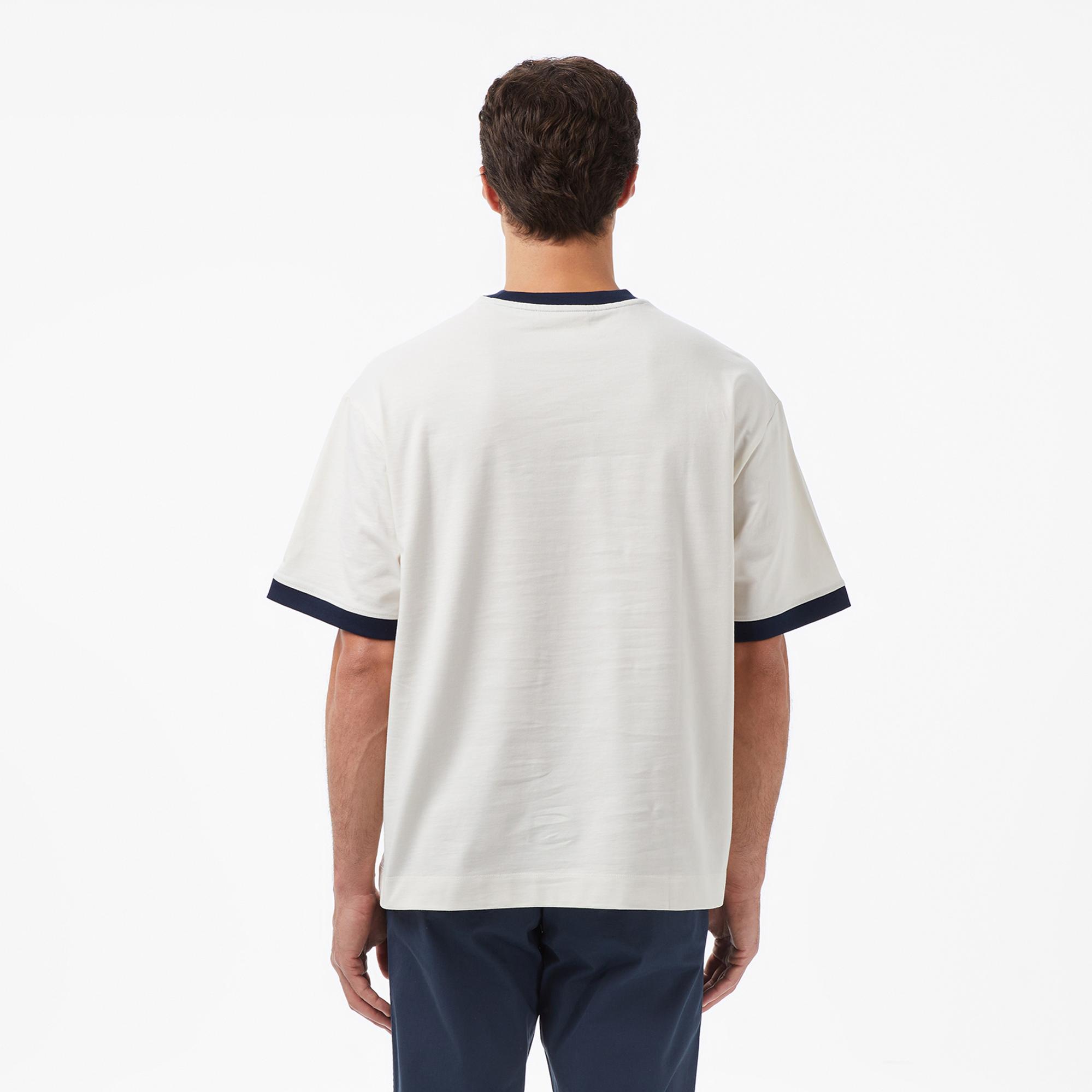 Calvin Klein Retro Logo Ringer Erkek Beyaz T-Shirt