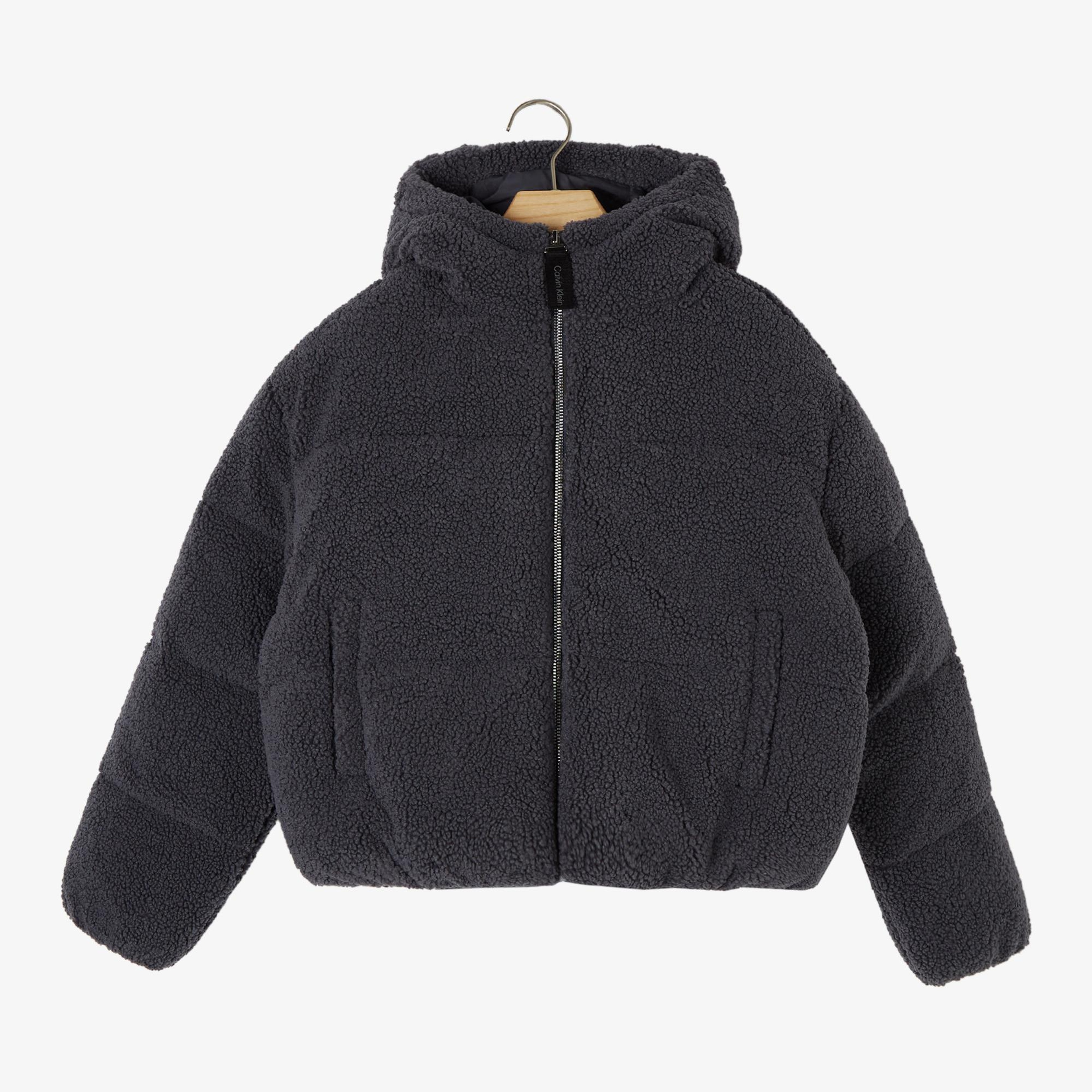 Calvin Klein Jeans Teddy Hooded Puffer Çocuk Siyah Mont