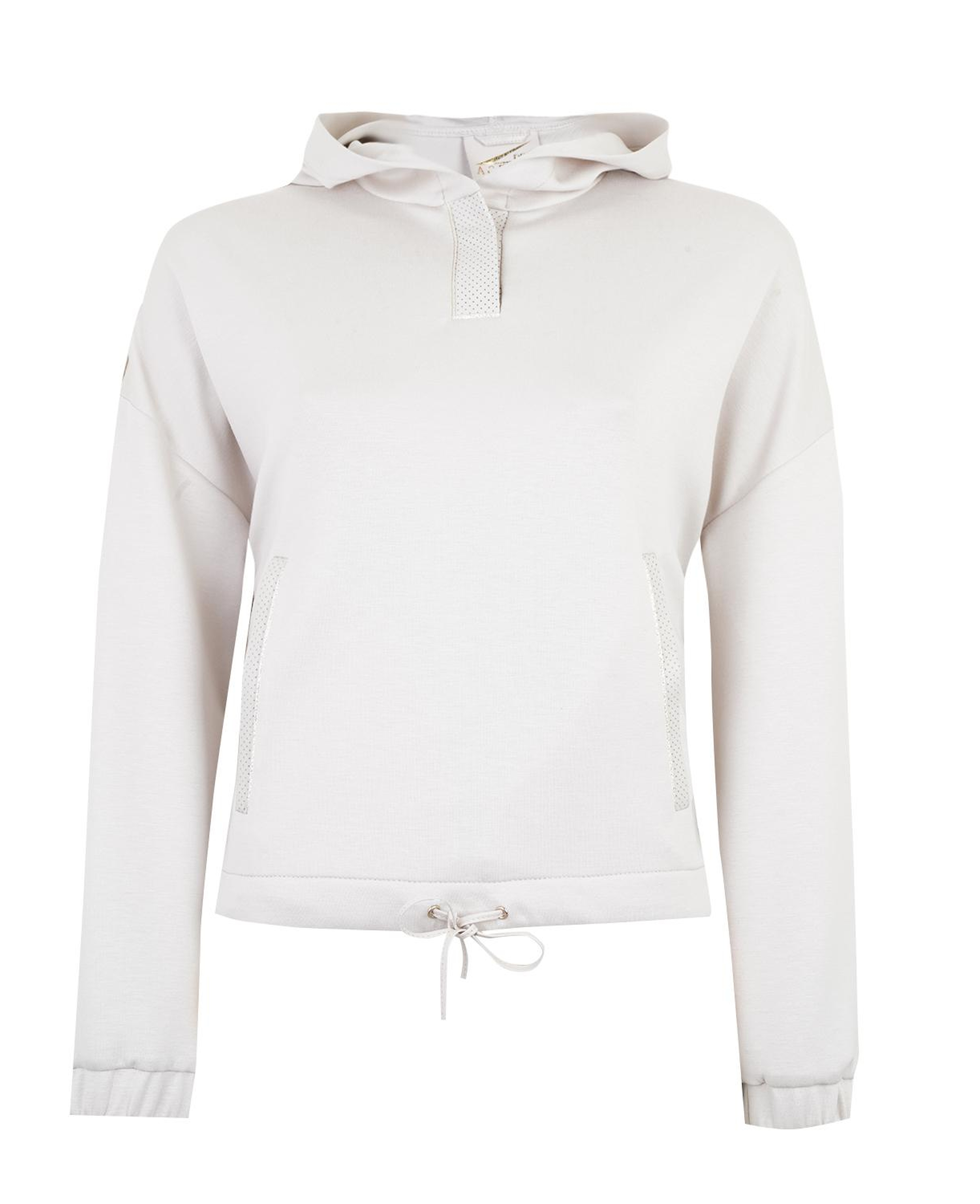 Amari Bej Kadın Deri Detaylı Kapüşonlu Sweatshirt