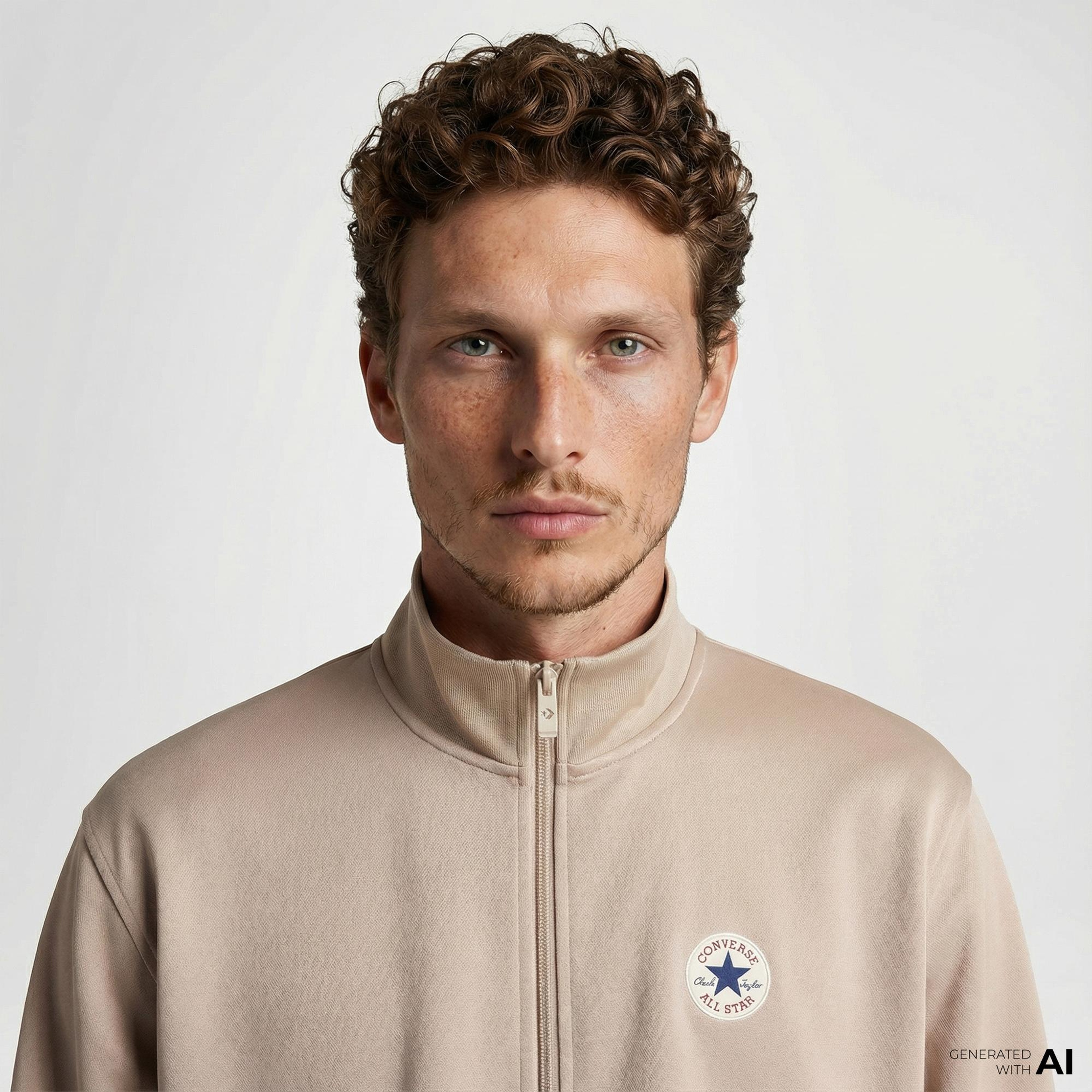 Converse Erkek Grafik Baskılı Bej Eşofman Üstü