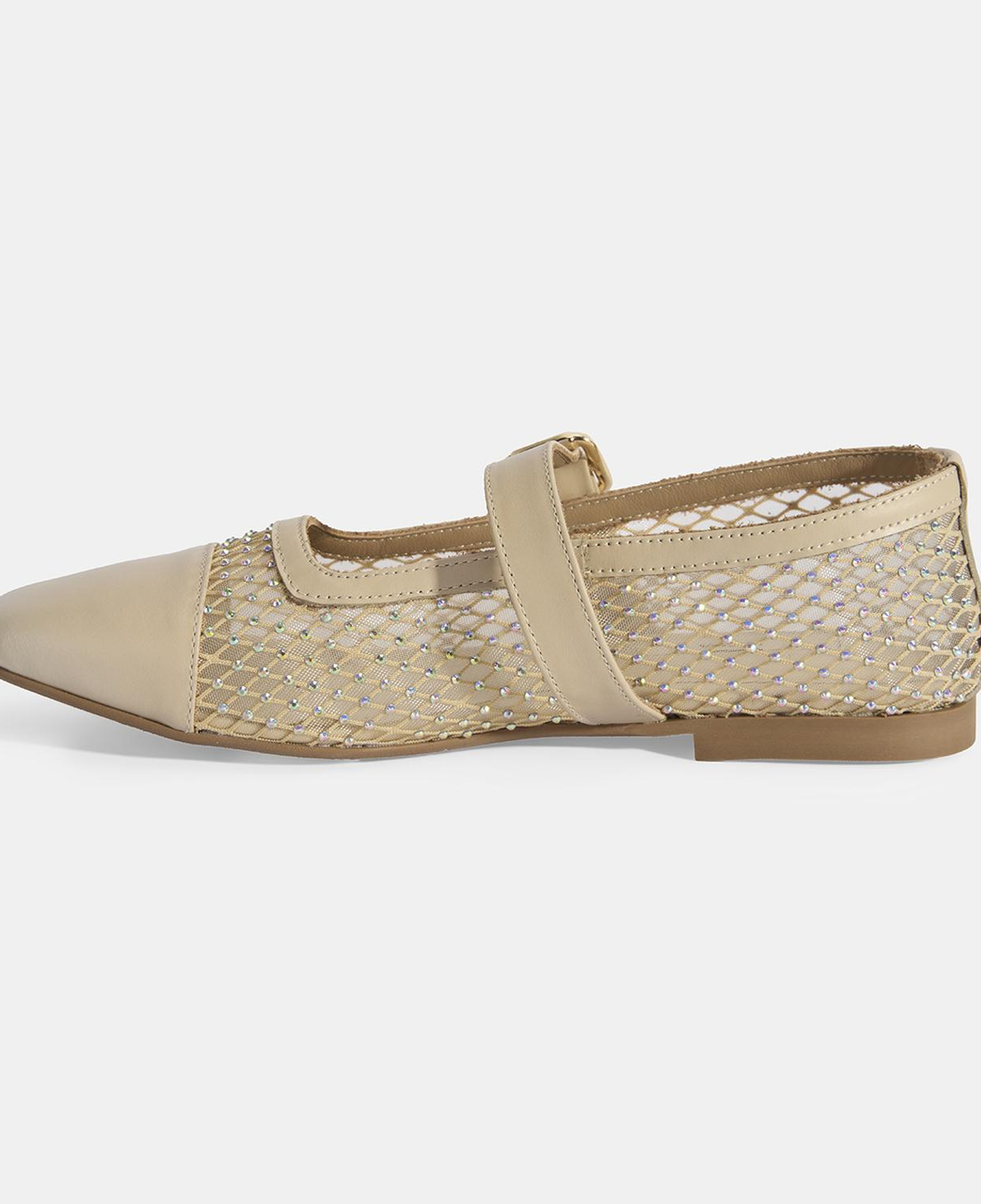 Kadın Ten Toka Aksesuarlı File Babet