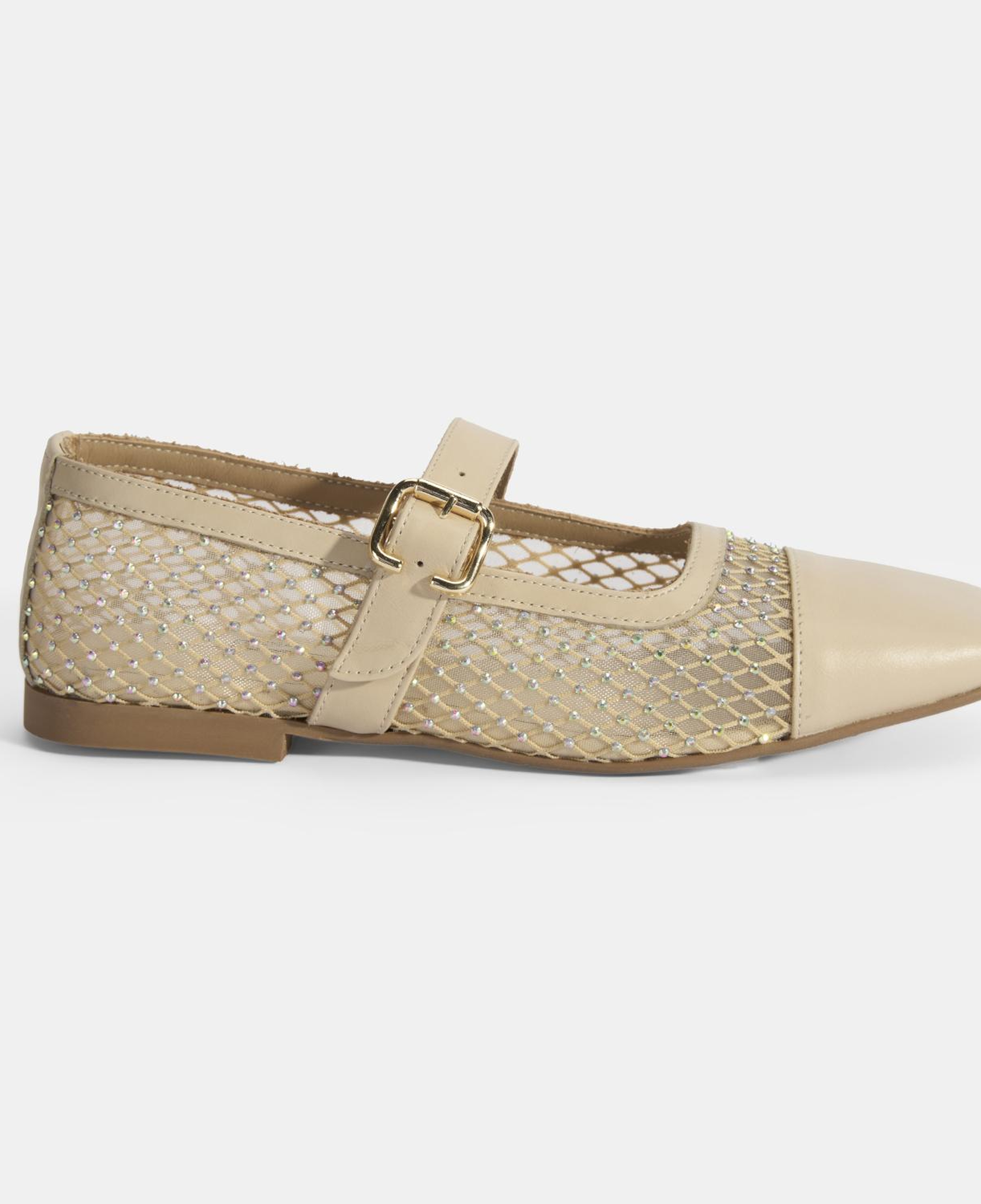 Kadın Ten Toka Aksesuarlı File Babet