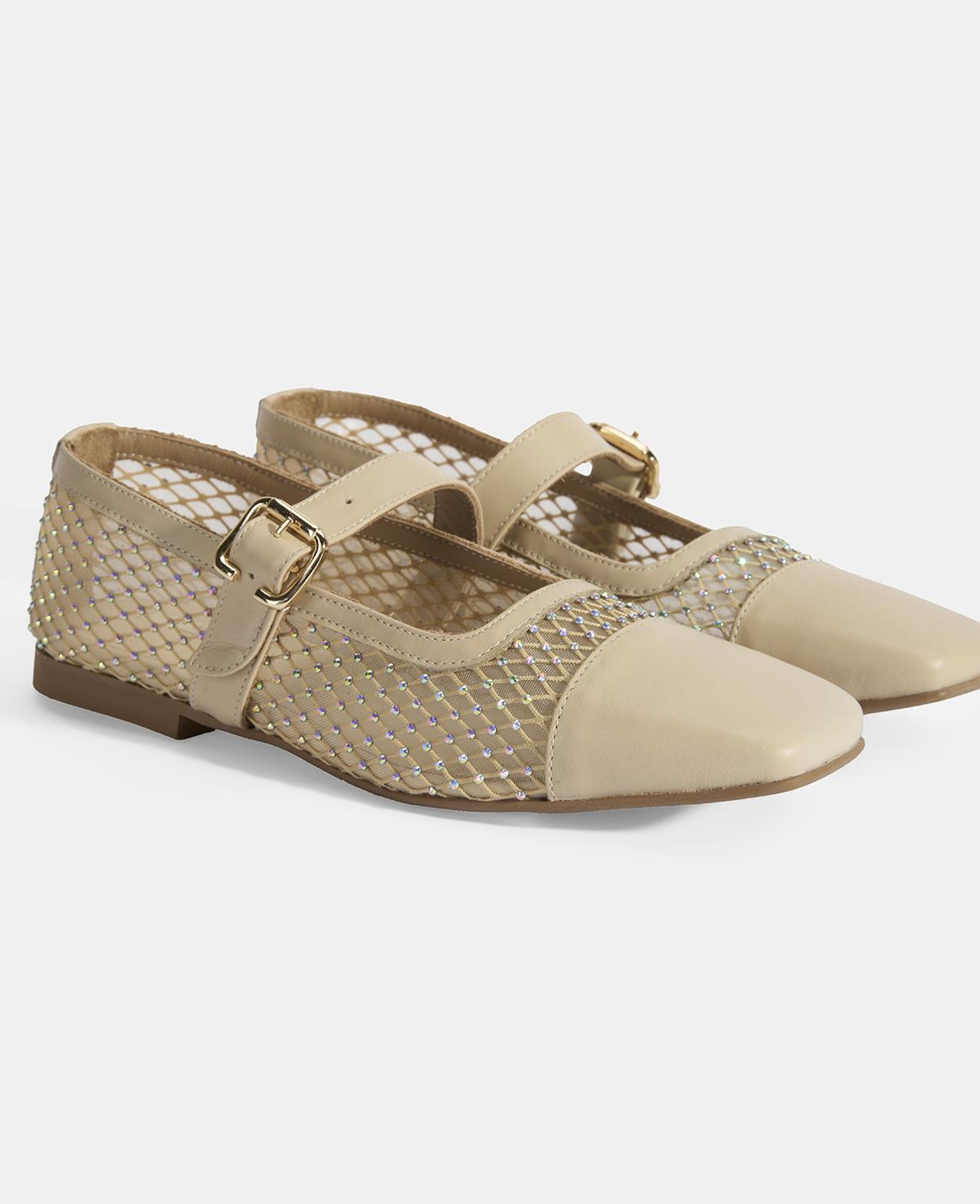 Kadın Ten Toka Aksesuarlı File Babet