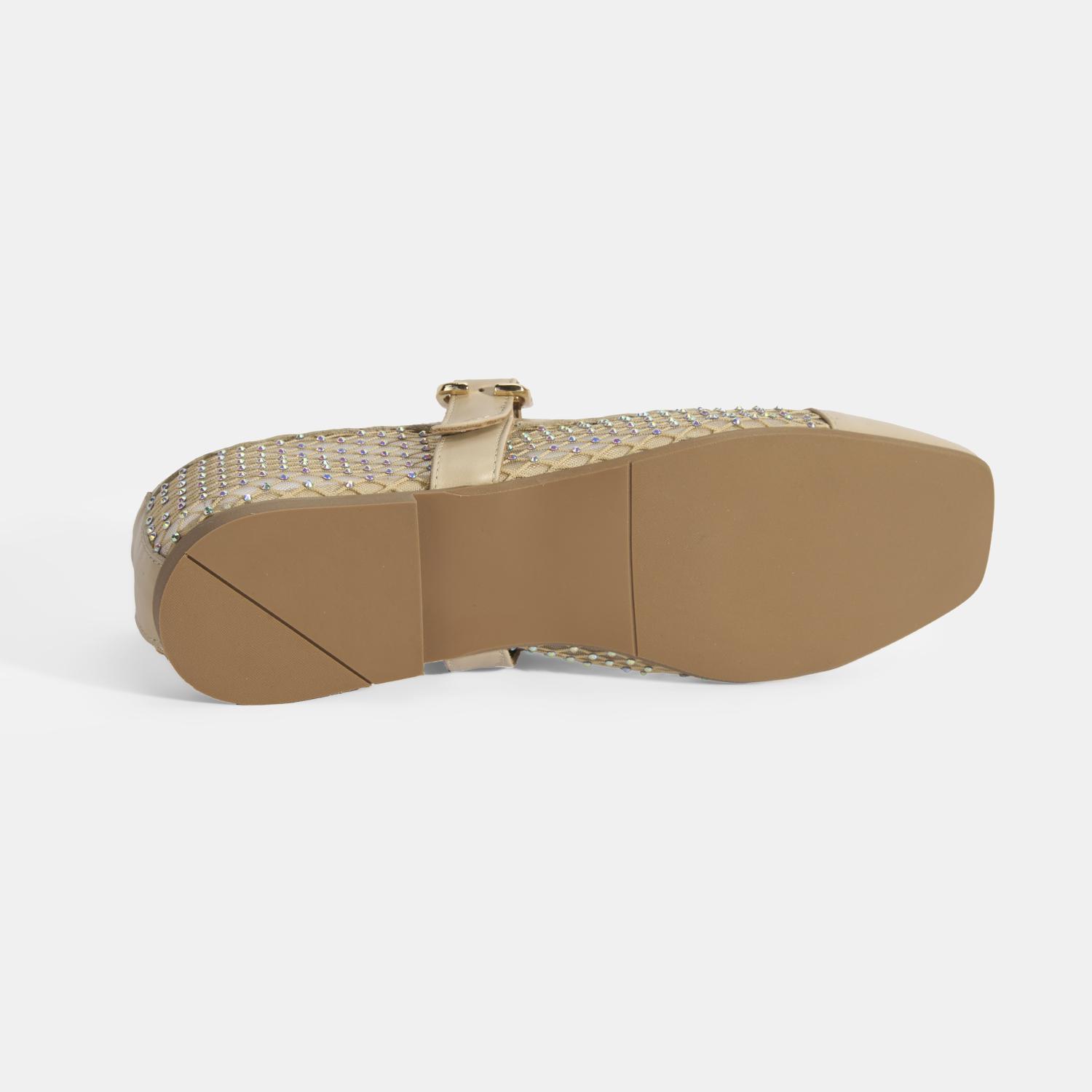 Kadın Ten Toka Aksesuarlı File Babet