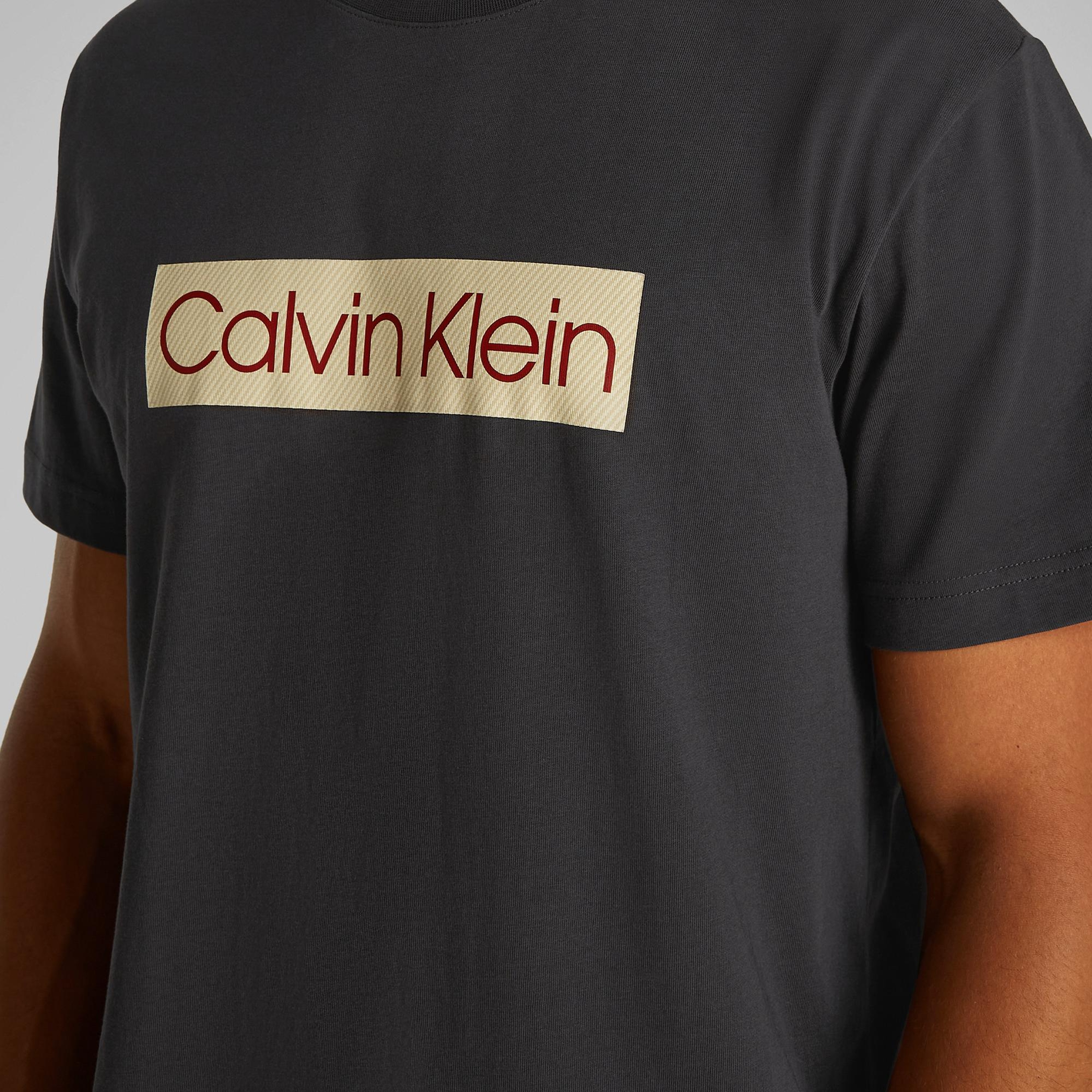 Calvin Klein Label Print Erkek Siyah T-Shirt
