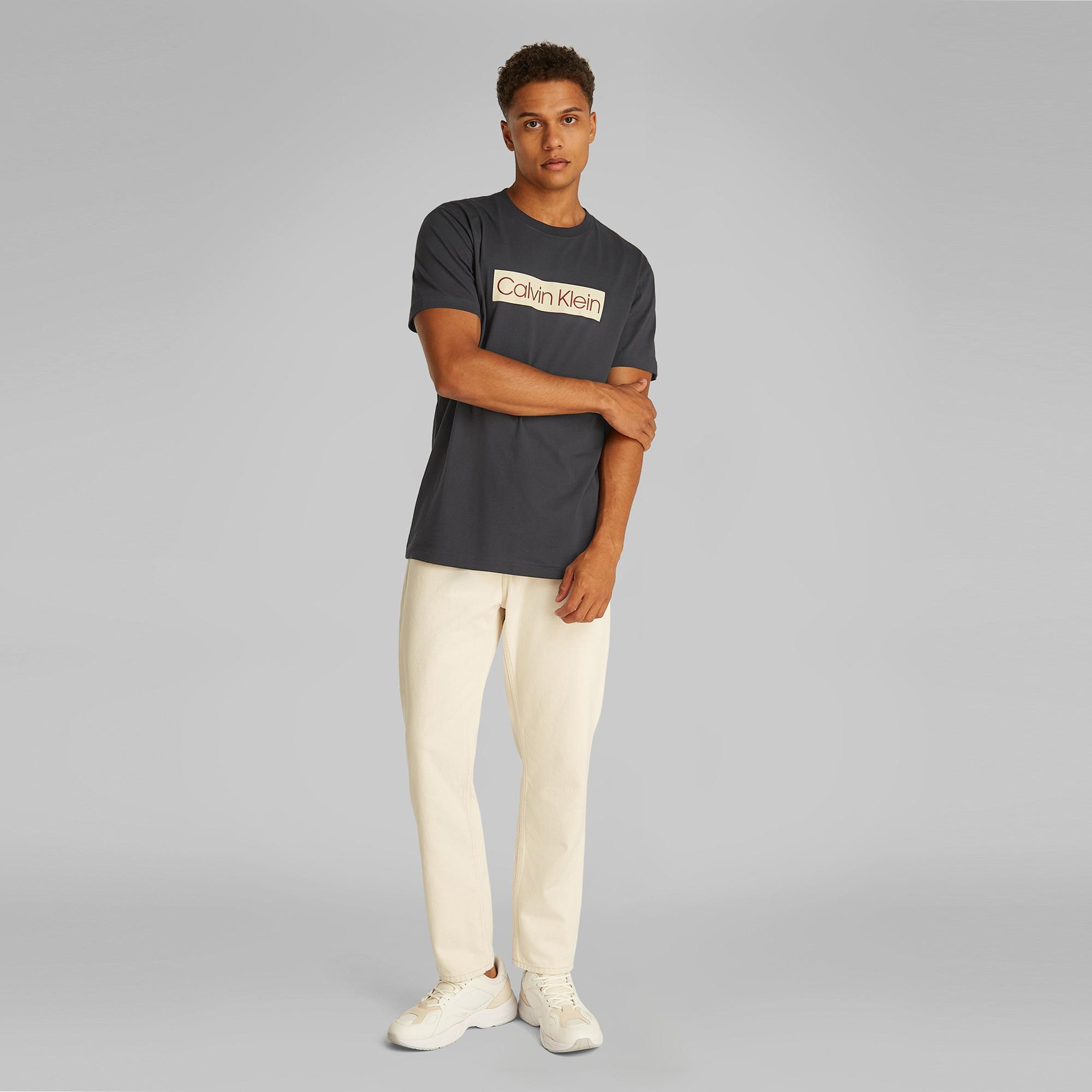 Calvin Klein Label Print Erkek Siyah T-Shirt
