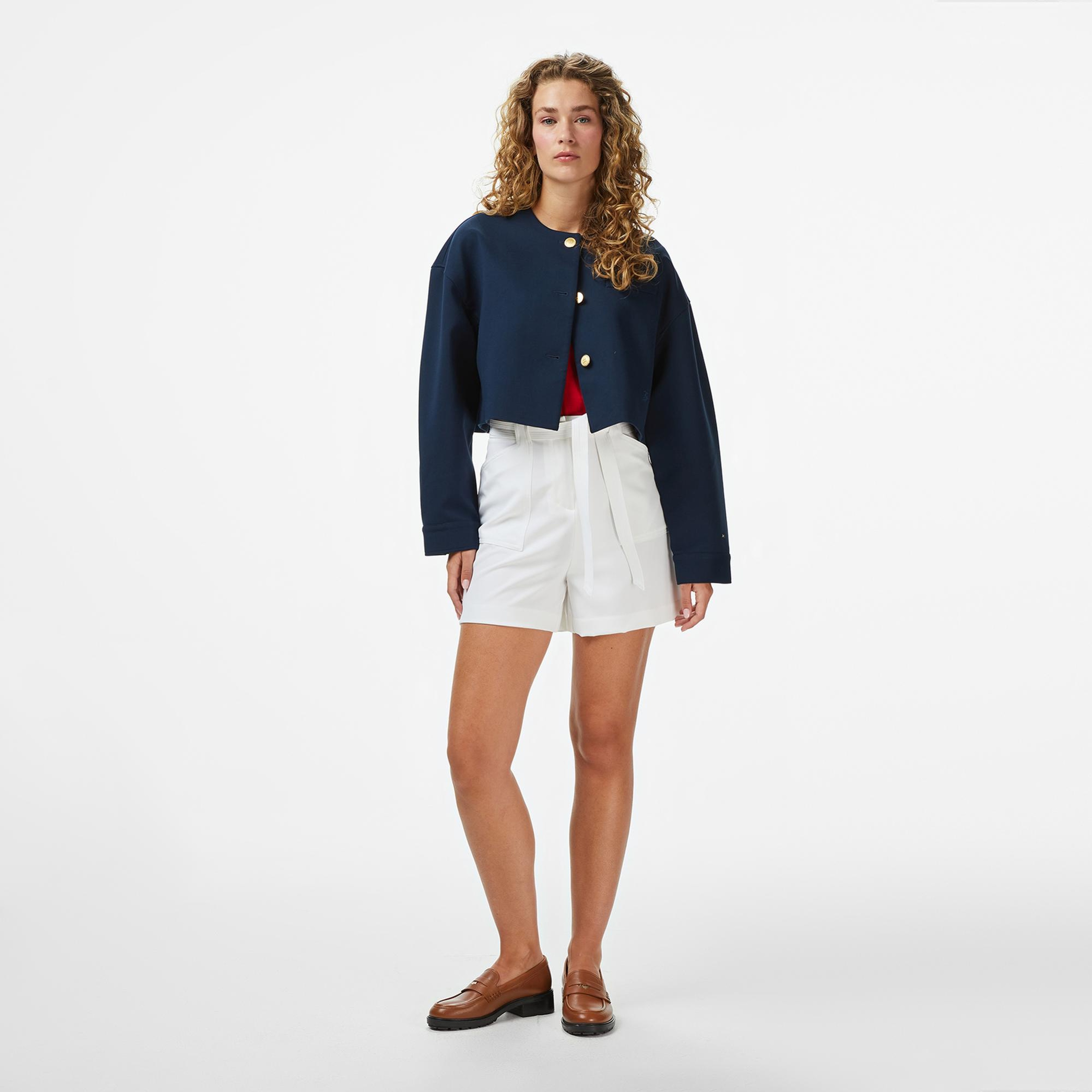 Tommy Hilfiger Punto Crop Lady Kadın Blazer Lacivert Blazer Ceket