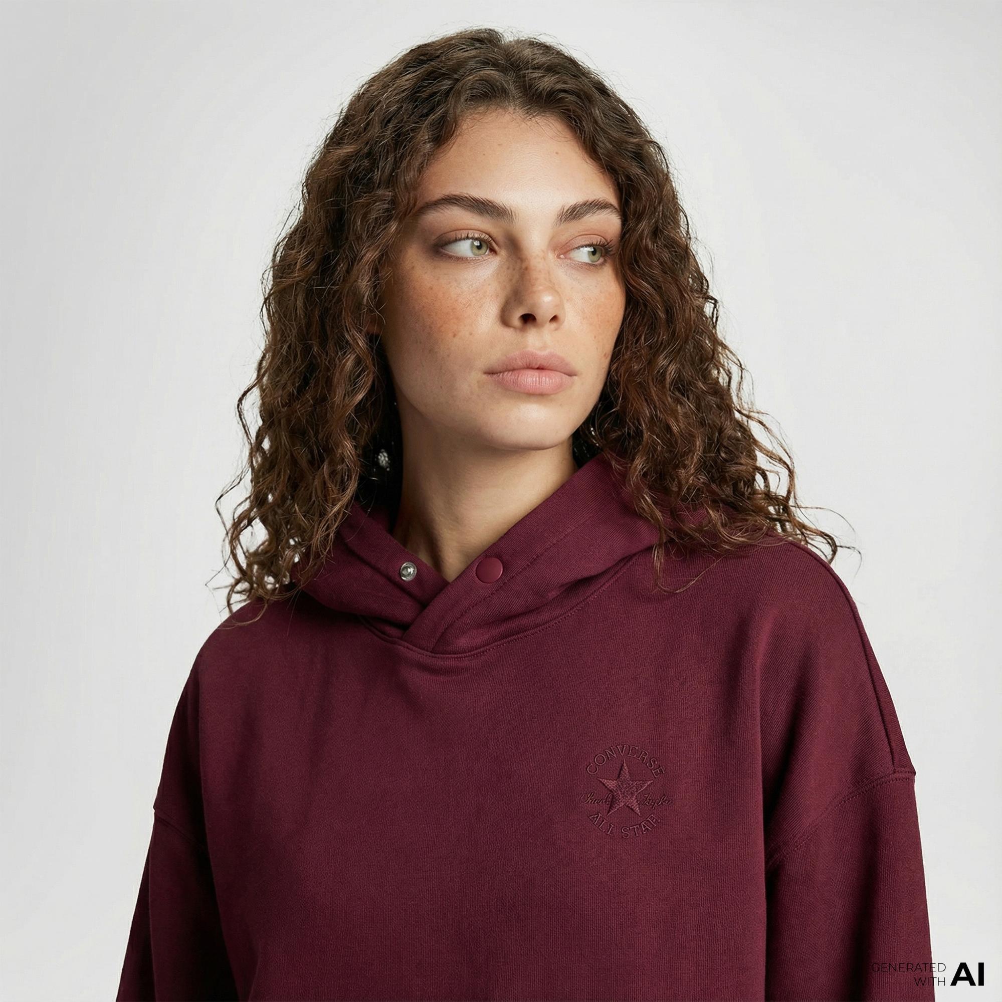 Converse Kadın Oversize Fit Bordo Hoodie