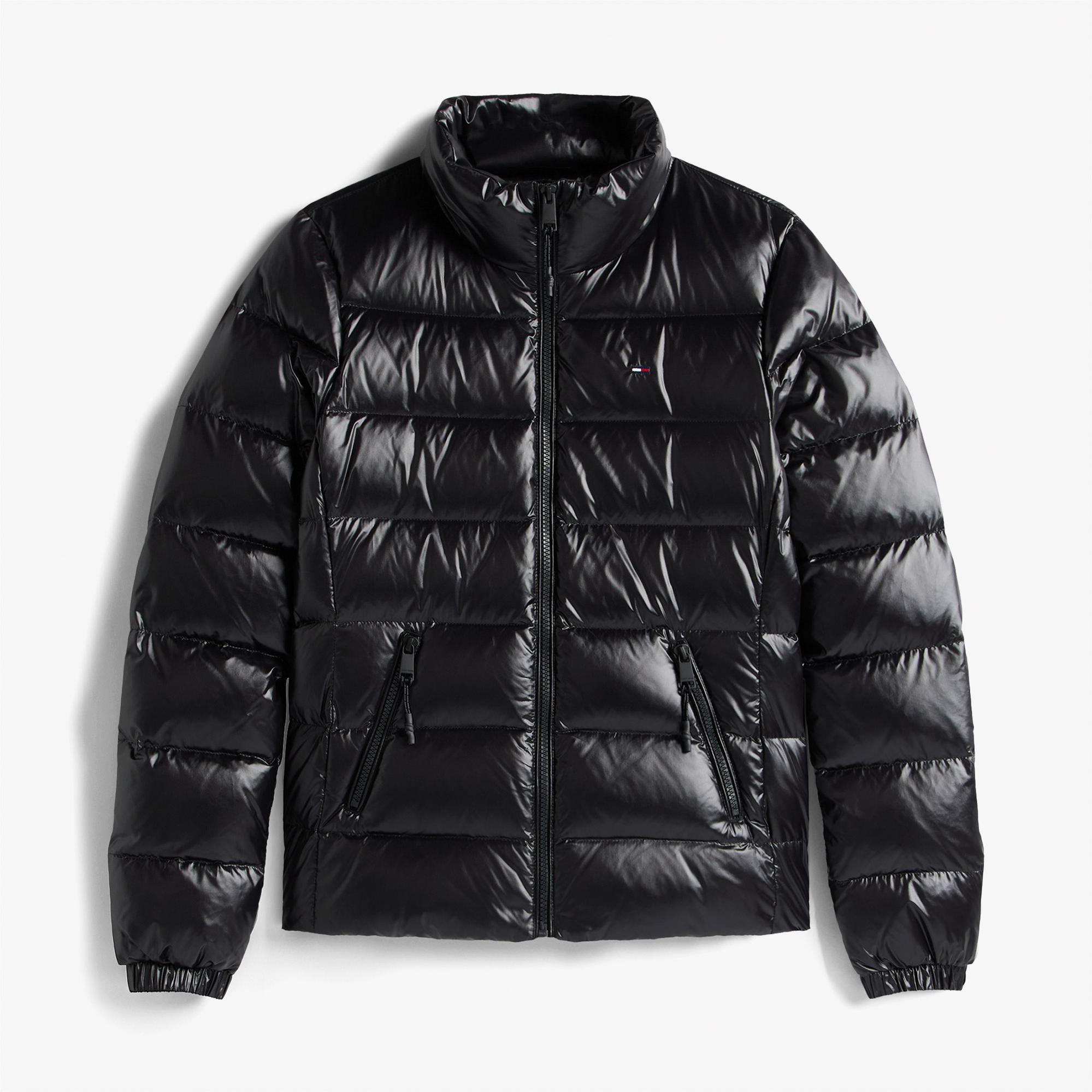 Tommy Jeans Slim Zip Print Down Kadın Puffer Siyah Mont