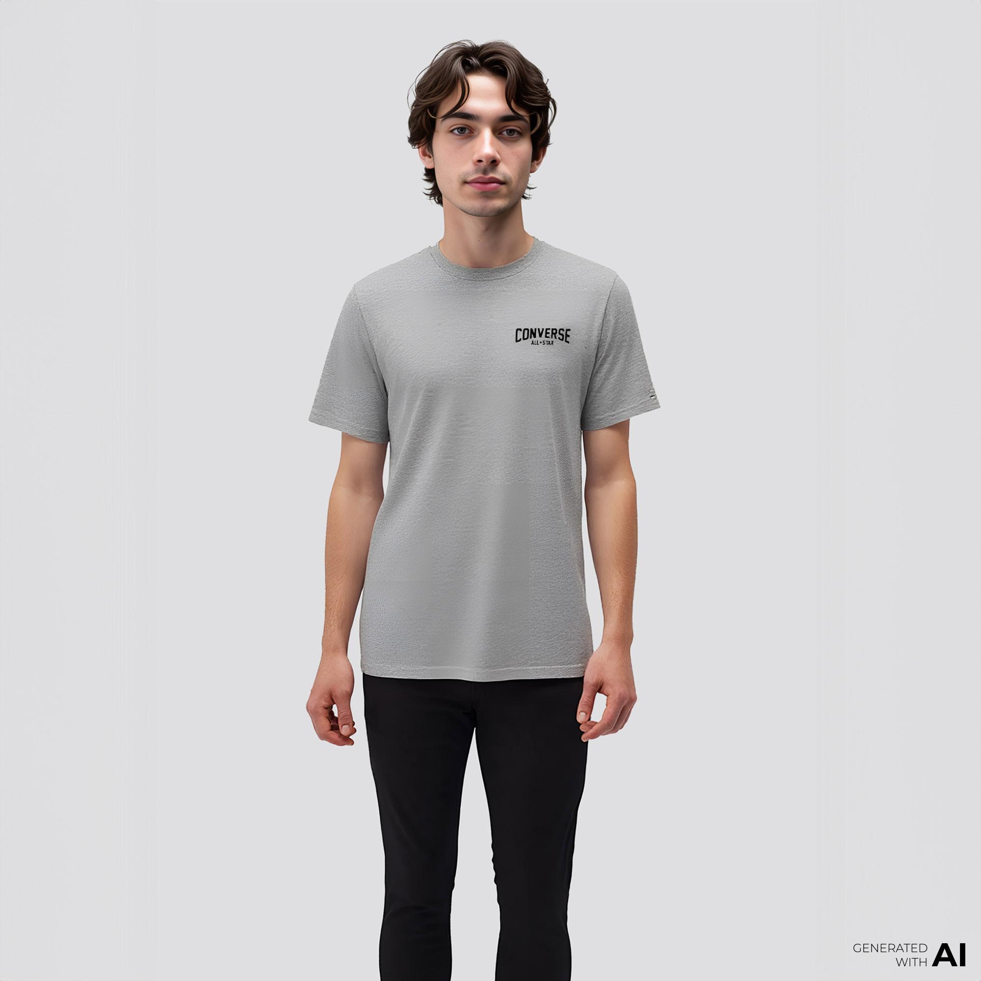 Converse Erkek Baskılı Gri T-Shirt
