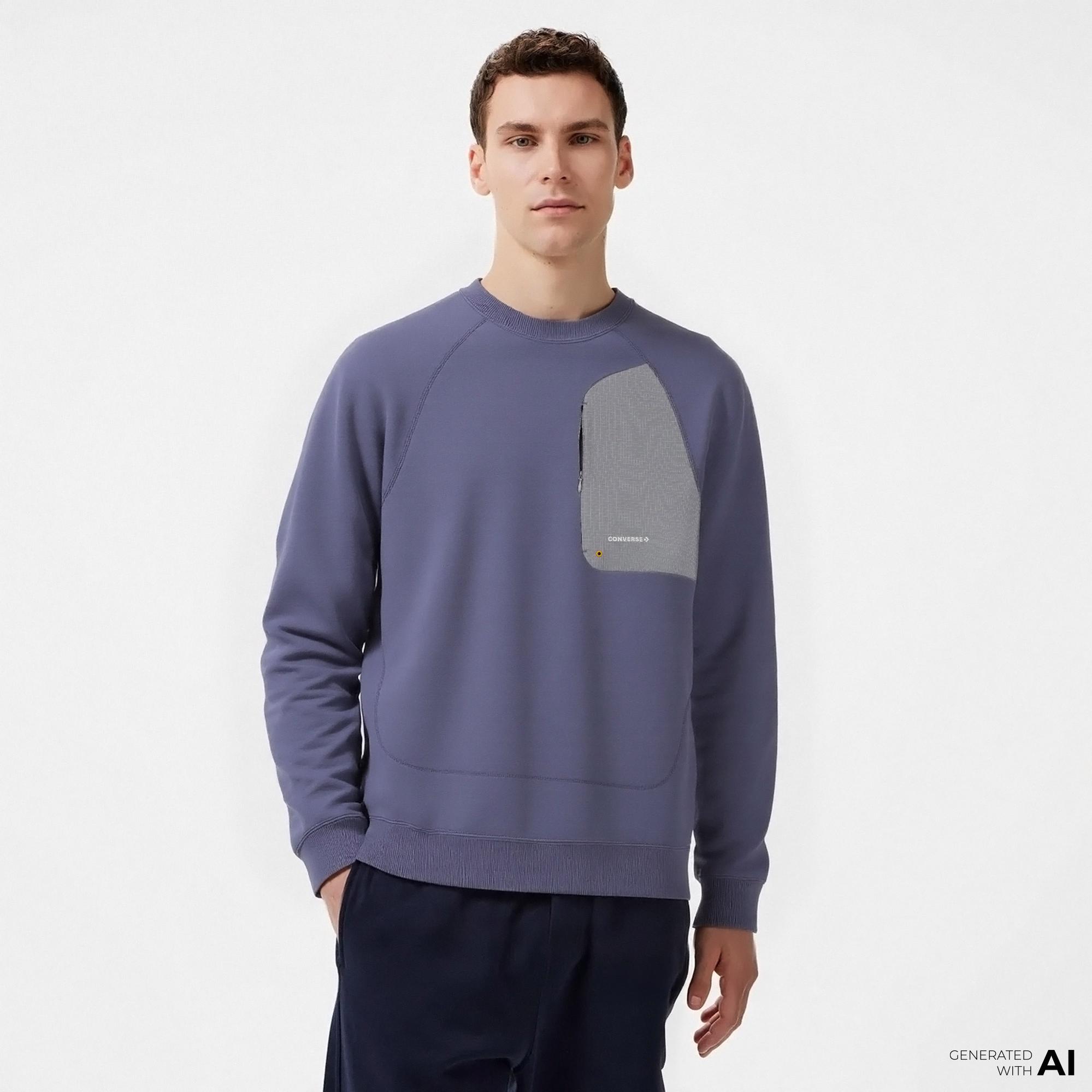 Converse Erkek Loose Fit Mor Sweatshirt