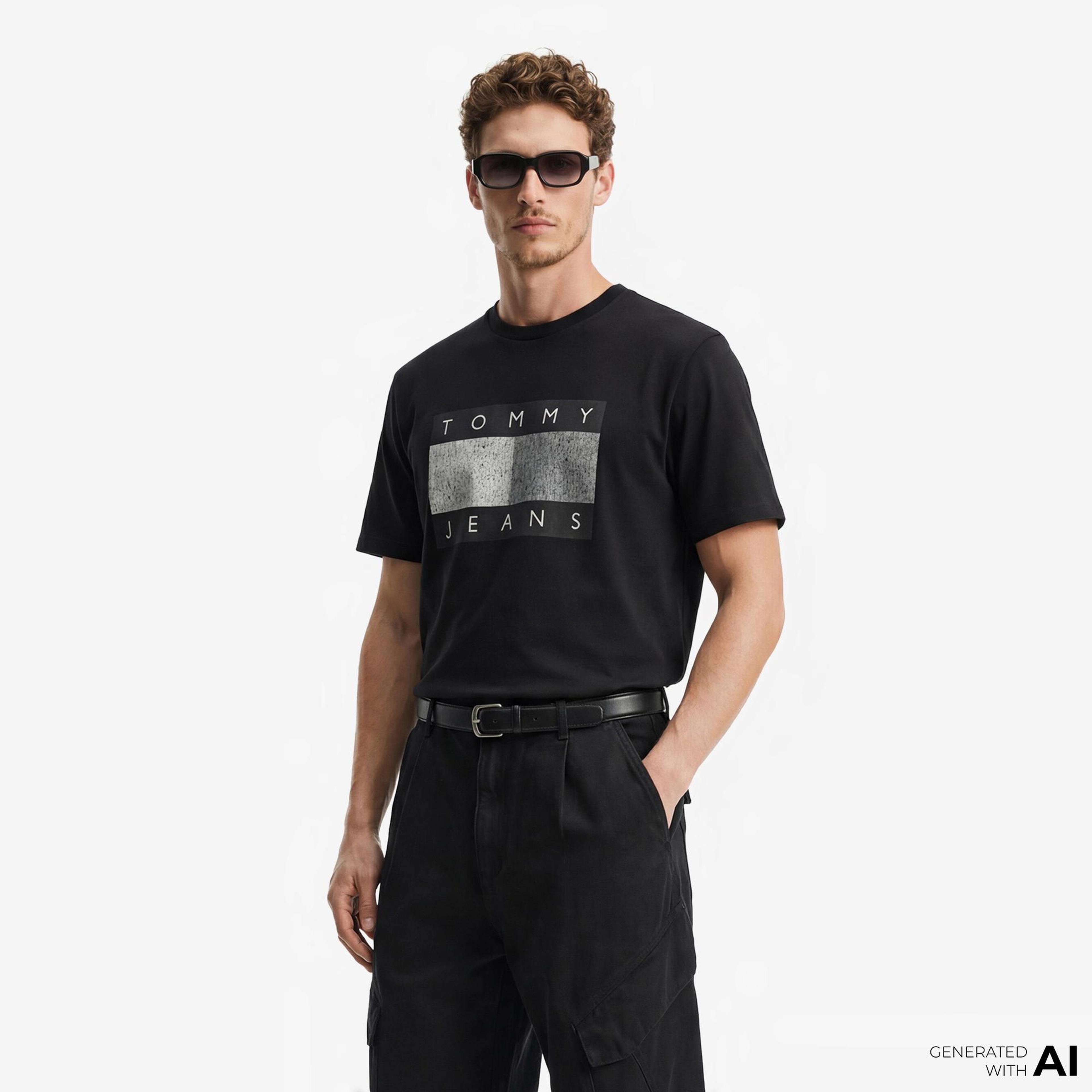 Tommy Hilfiger Flag Bearer Erkek Siyah T-Shirt