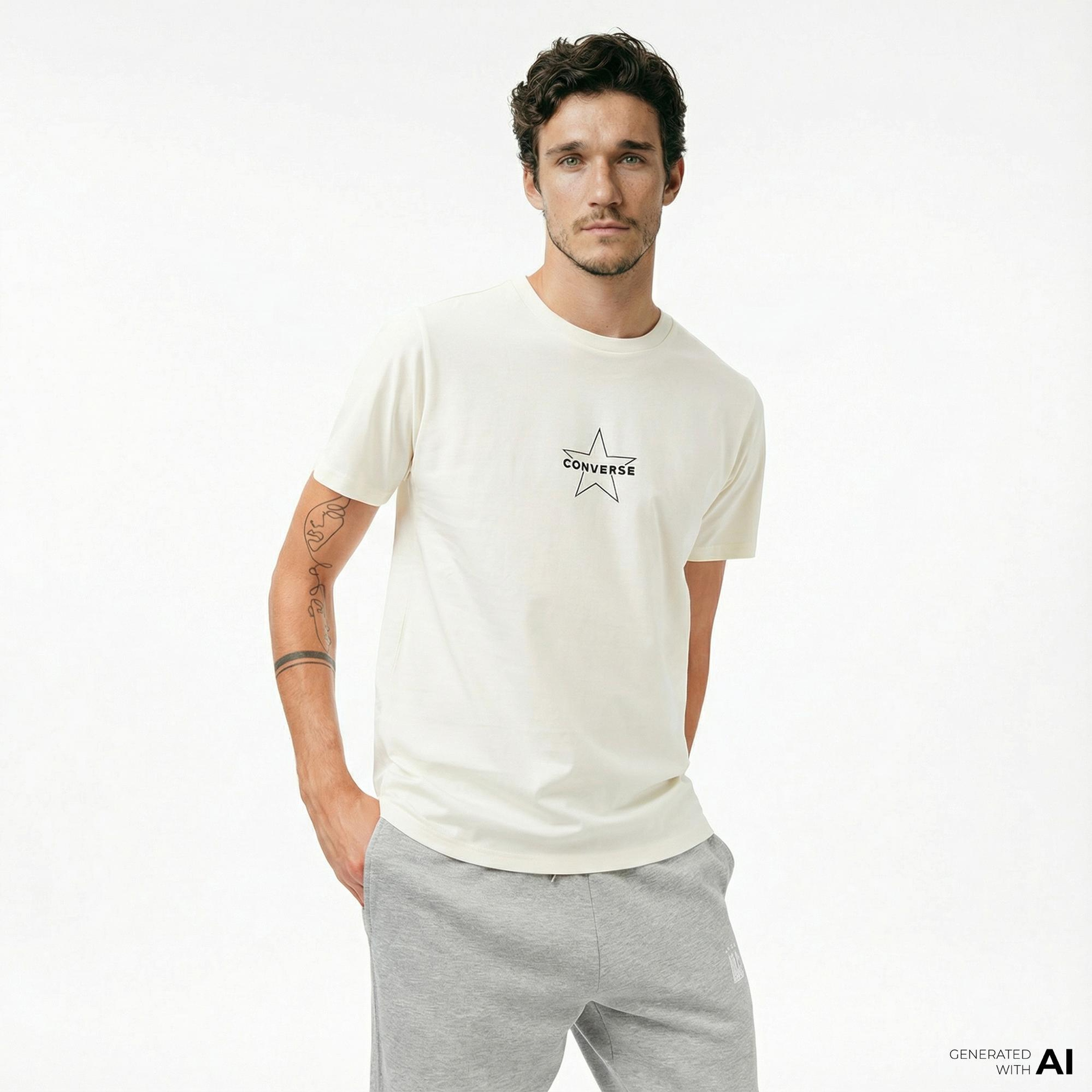 Converse Erkek Krem T-Shirt