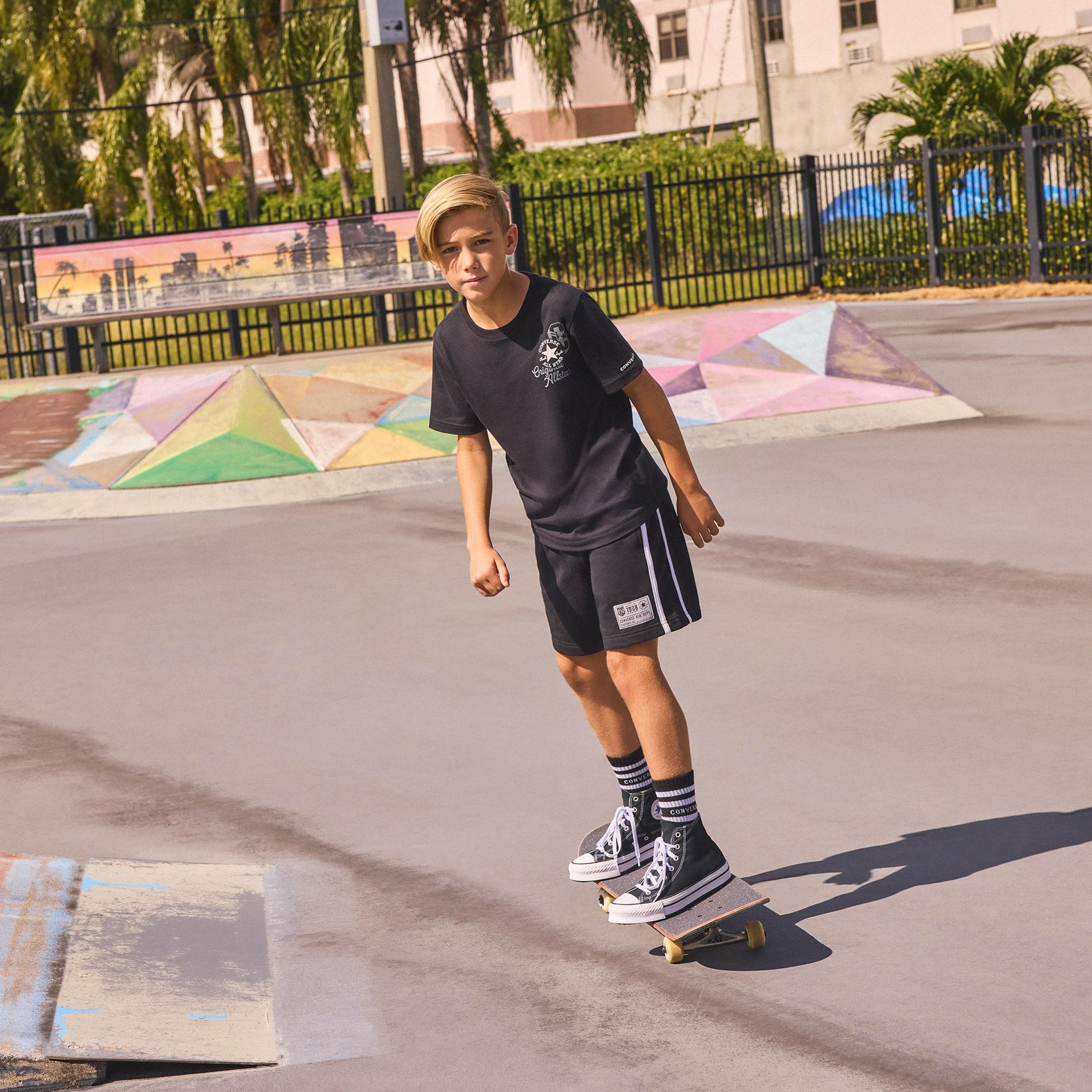 Converse Side Stripe Retro Çocuk Siyah Şort