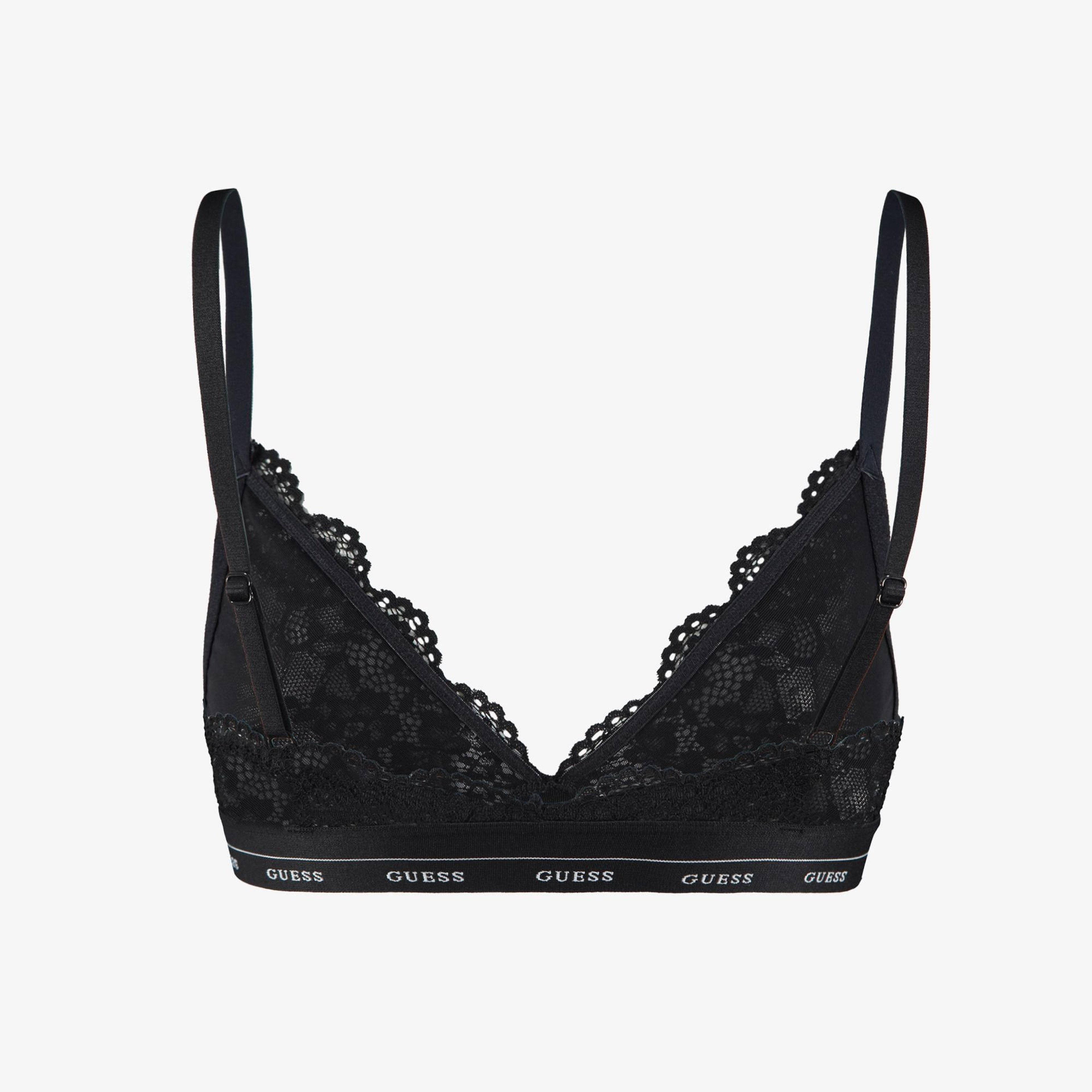 Guess Jane Triangle Flowery Lace Band Solid Kadın Siyah Sütyen