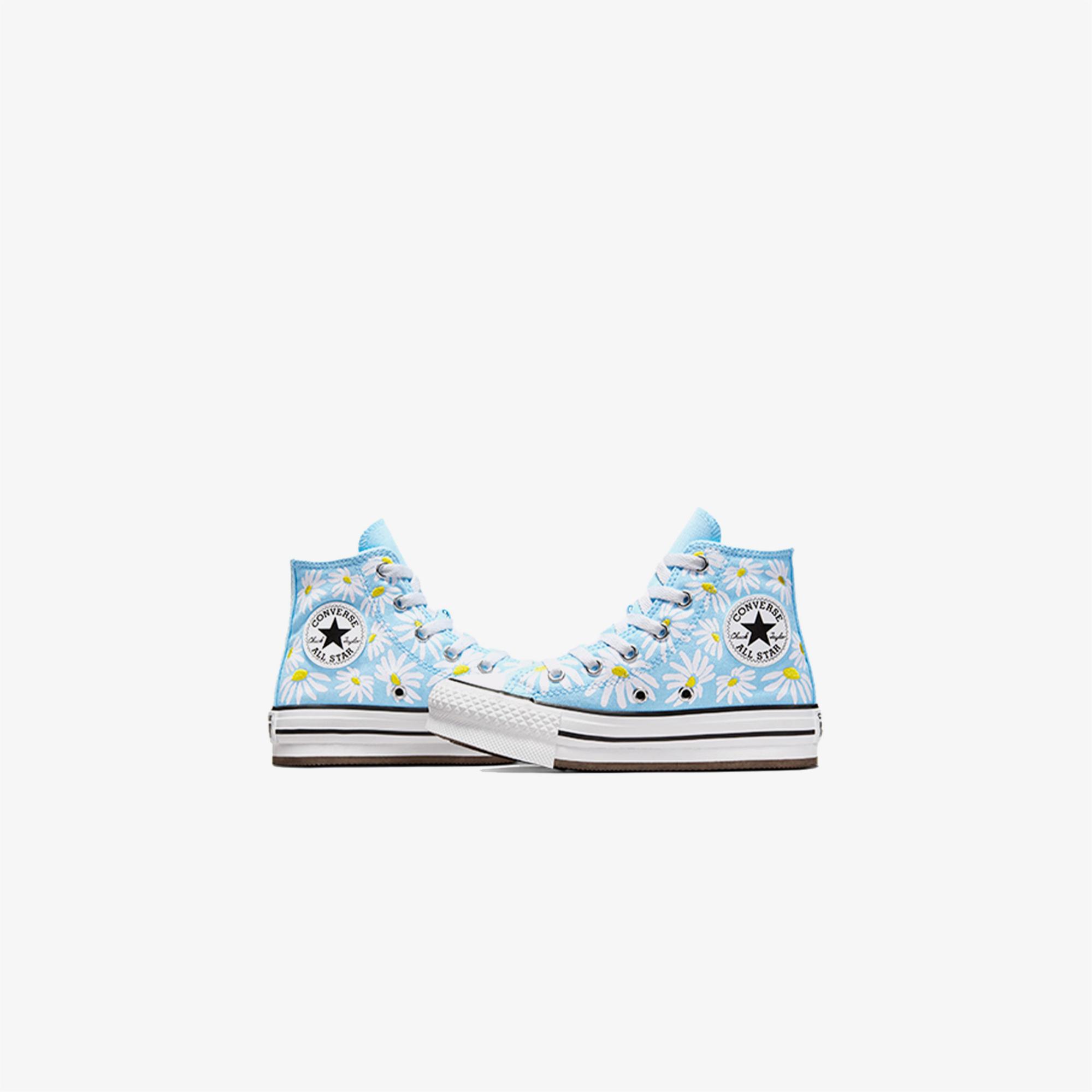 Converse Chuck Taylor All Star Lift Platform Floral Çocuk Mavi Sneaker