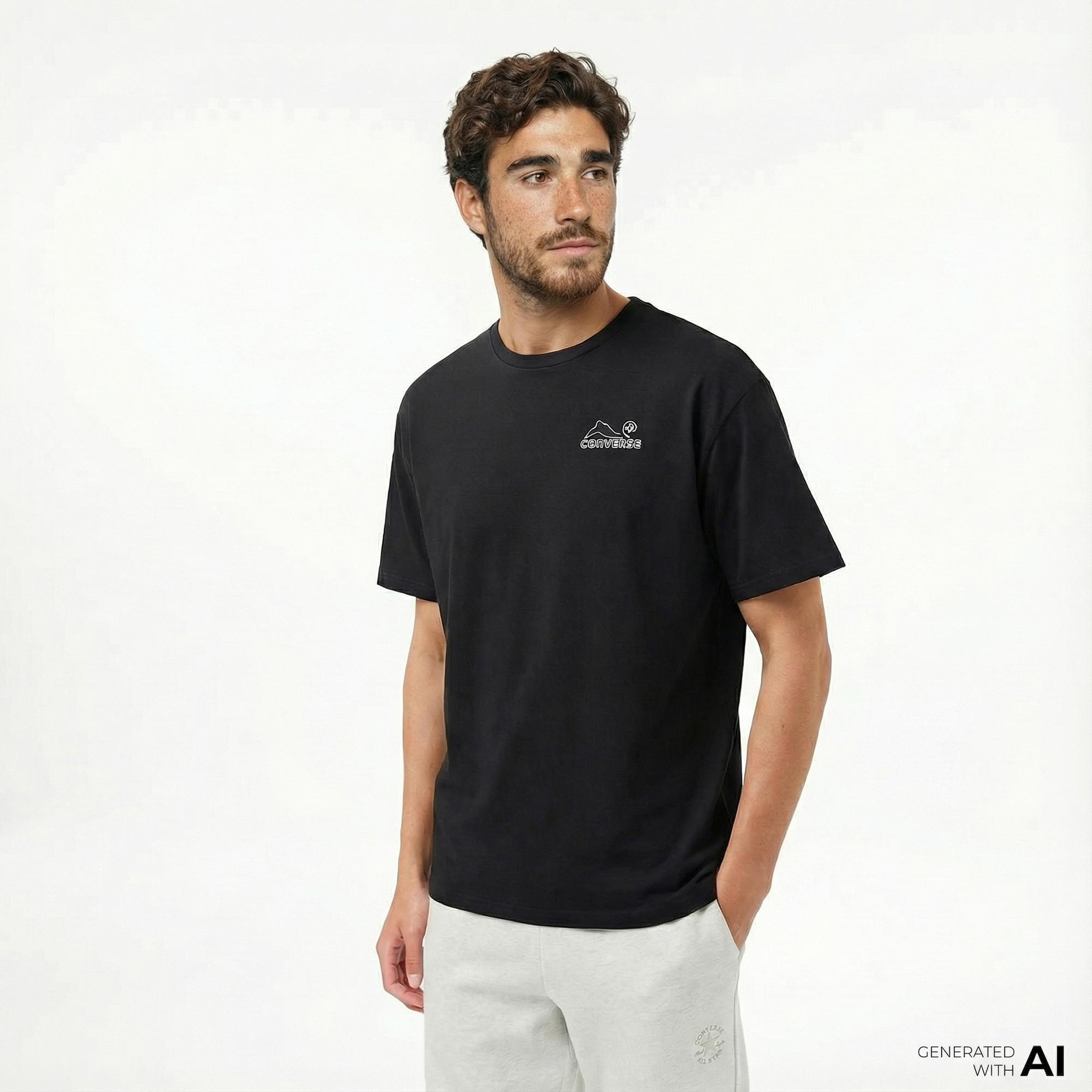 Converse Erkek Baskılı Siyah T-Shirt