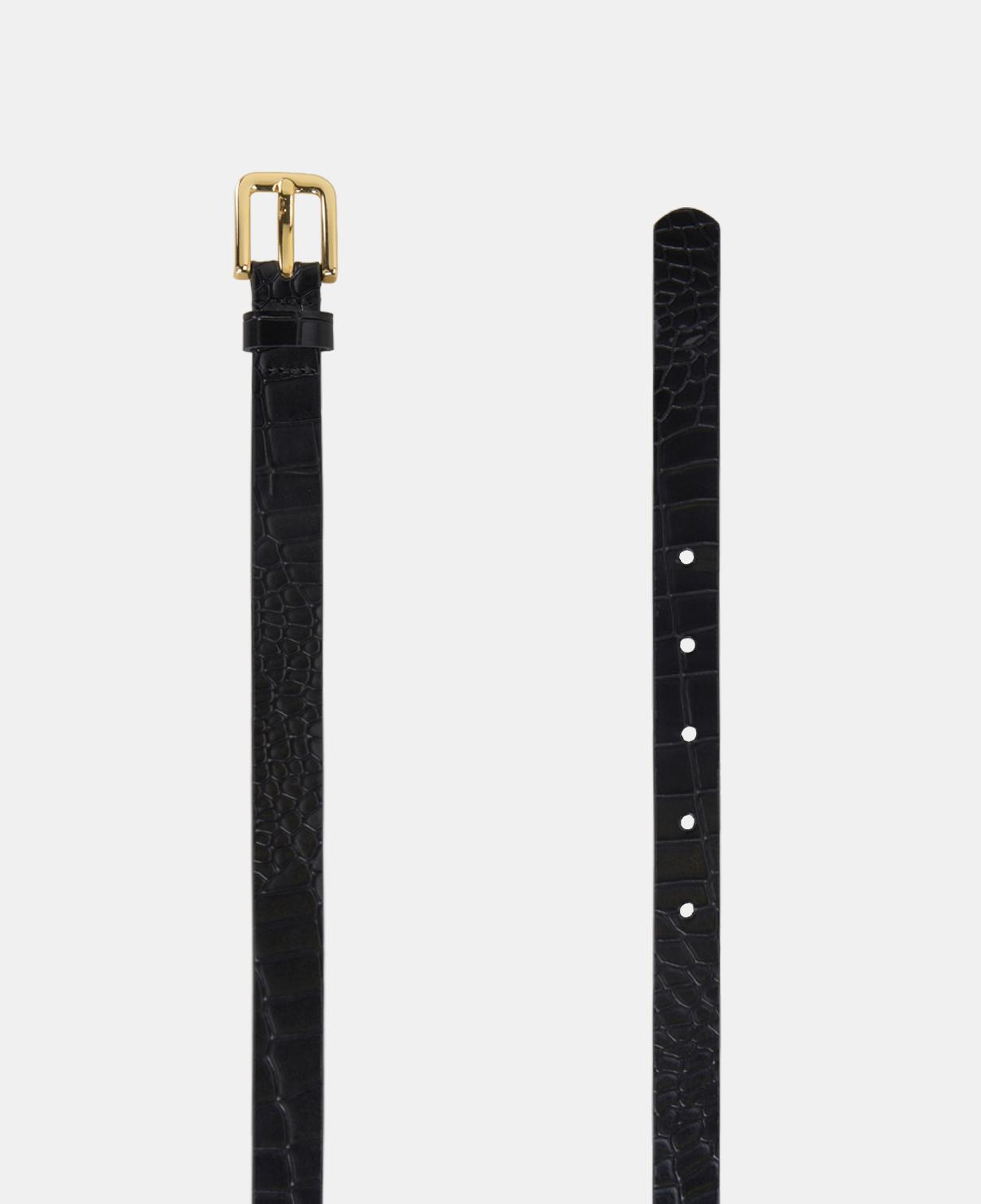 Kadın Siyah Kroko Baskılı Deri Kemer