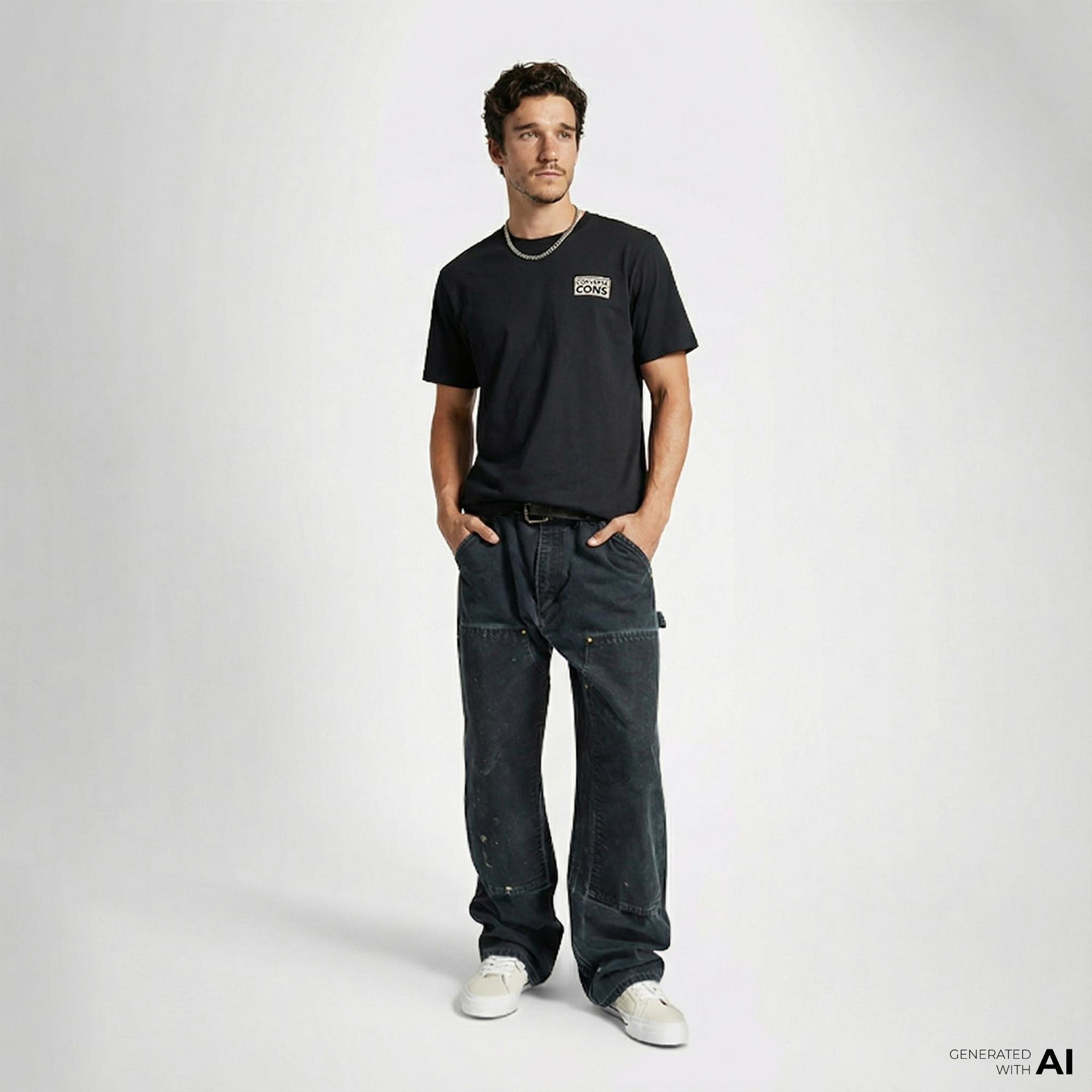 Converse Grafik Baskılı Erkek Siyah T-Shirt