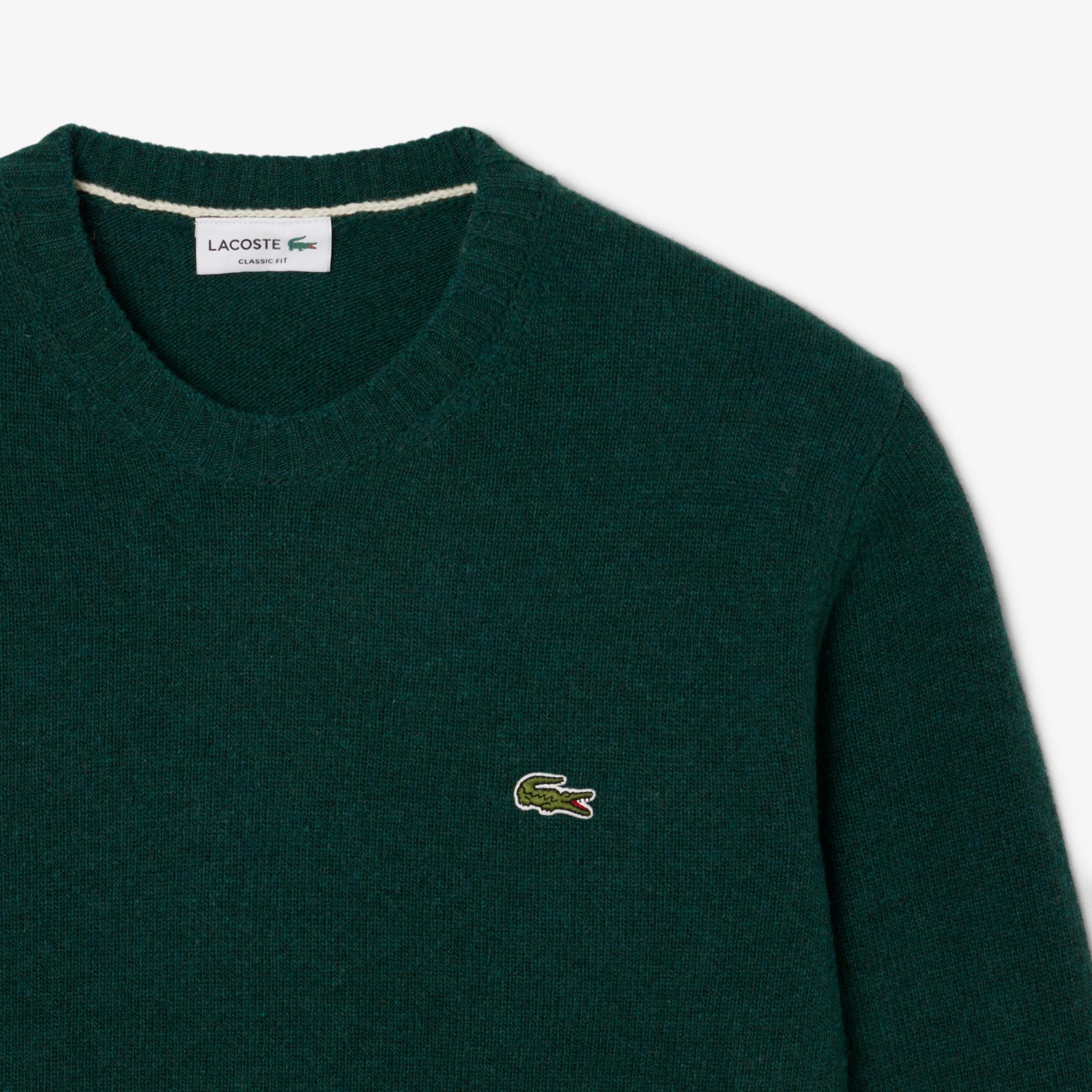 Lacoste Erkek Classic Fit Bisiklet Yaka Koyu Yeşil Kazak