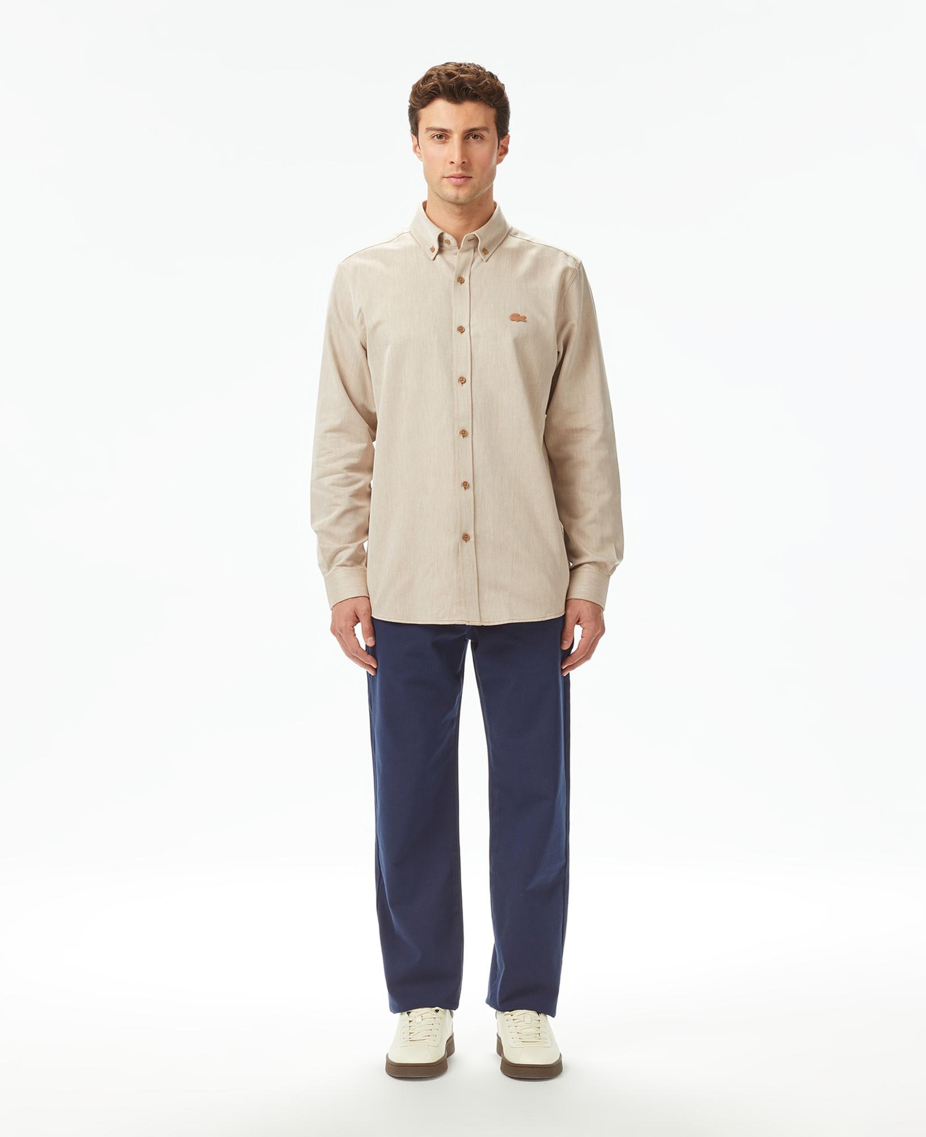 Lacoste Erkek Regular Fit Düğmeli Yaka Bej Gömlek