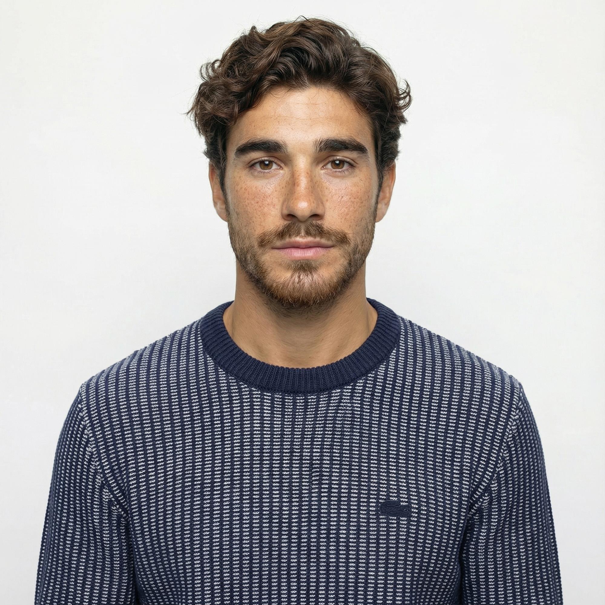 Lacoste Erkek Classic Fit Bisiklet Yaka Desenli Lacivert Kazak