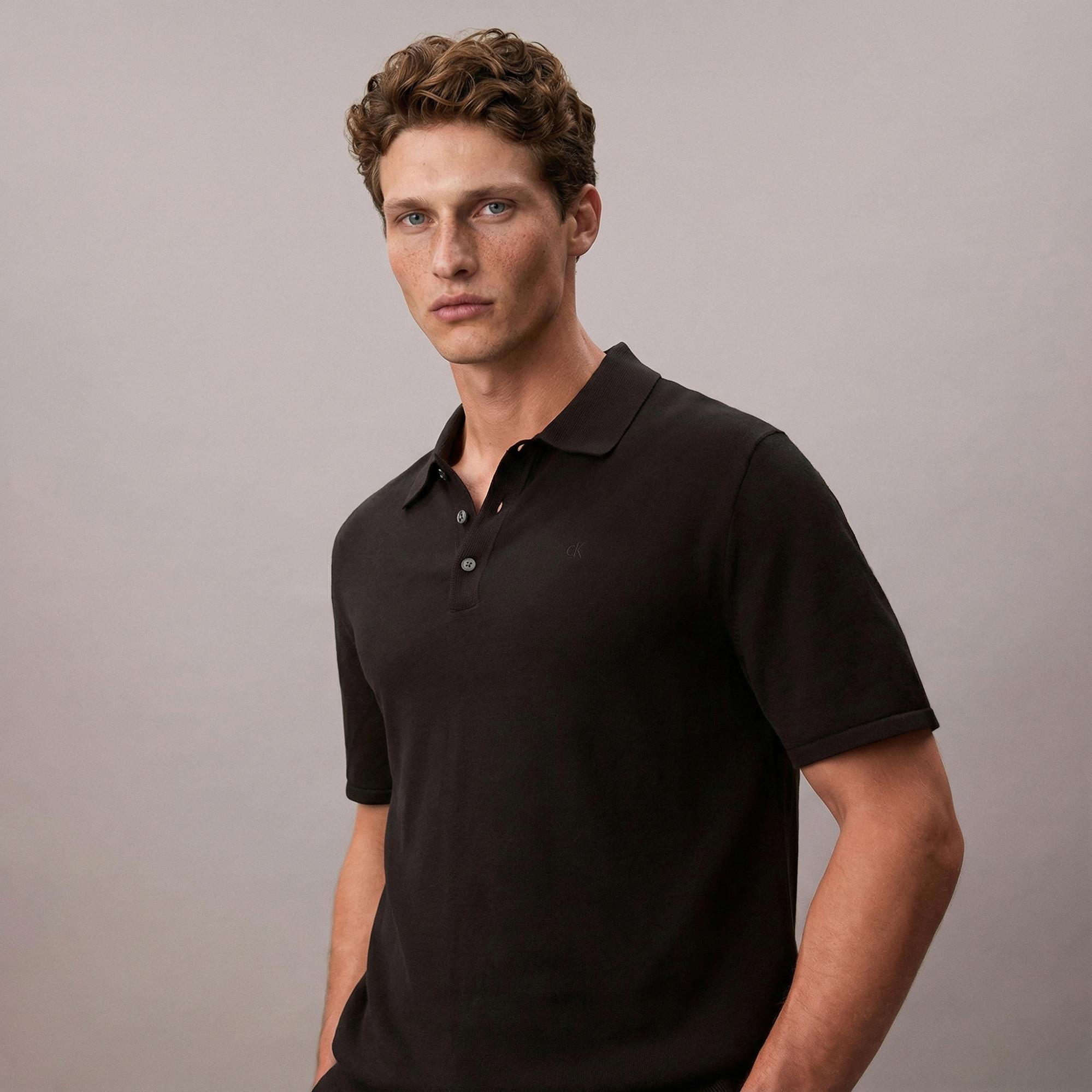 Calvin Klein Supima Polo Erkek Siyah Triko