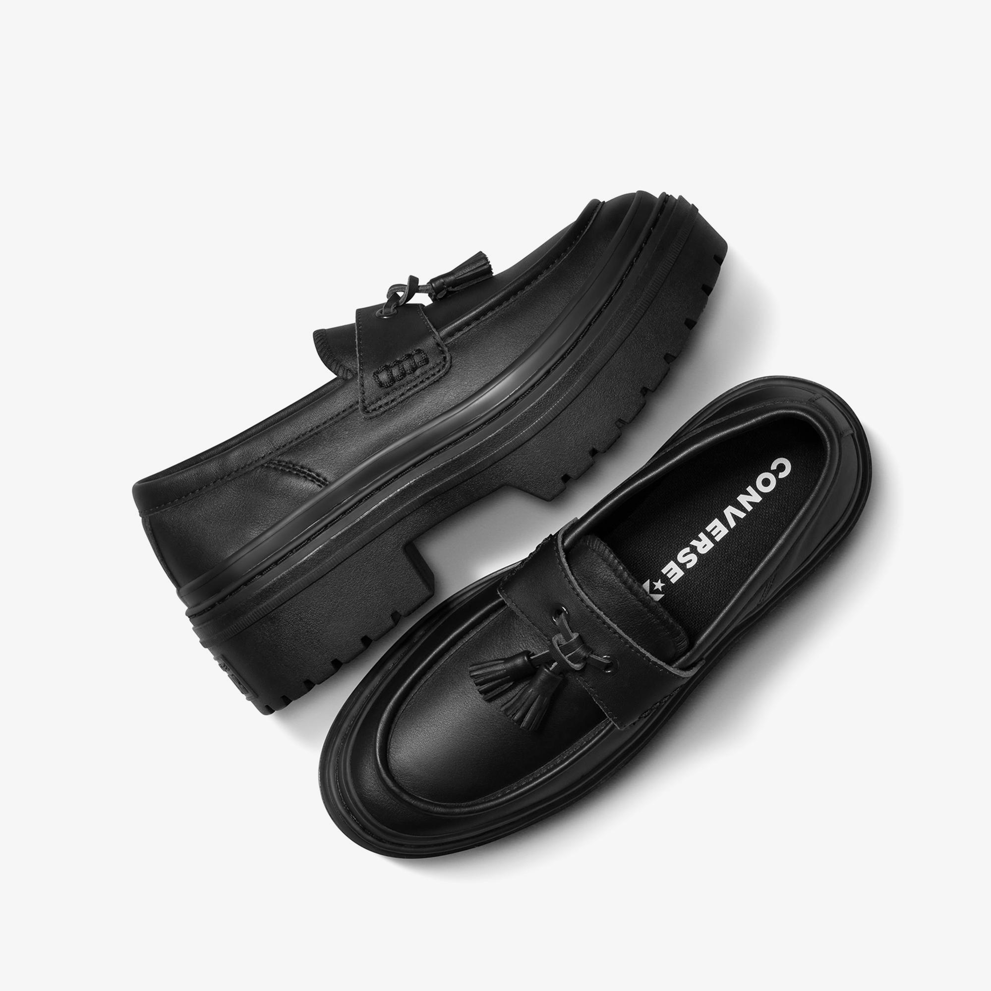 Converse Chuck Taylor All Star Lugged Heel Kadın Siyah Deri Platform Loafer Ayakkabı