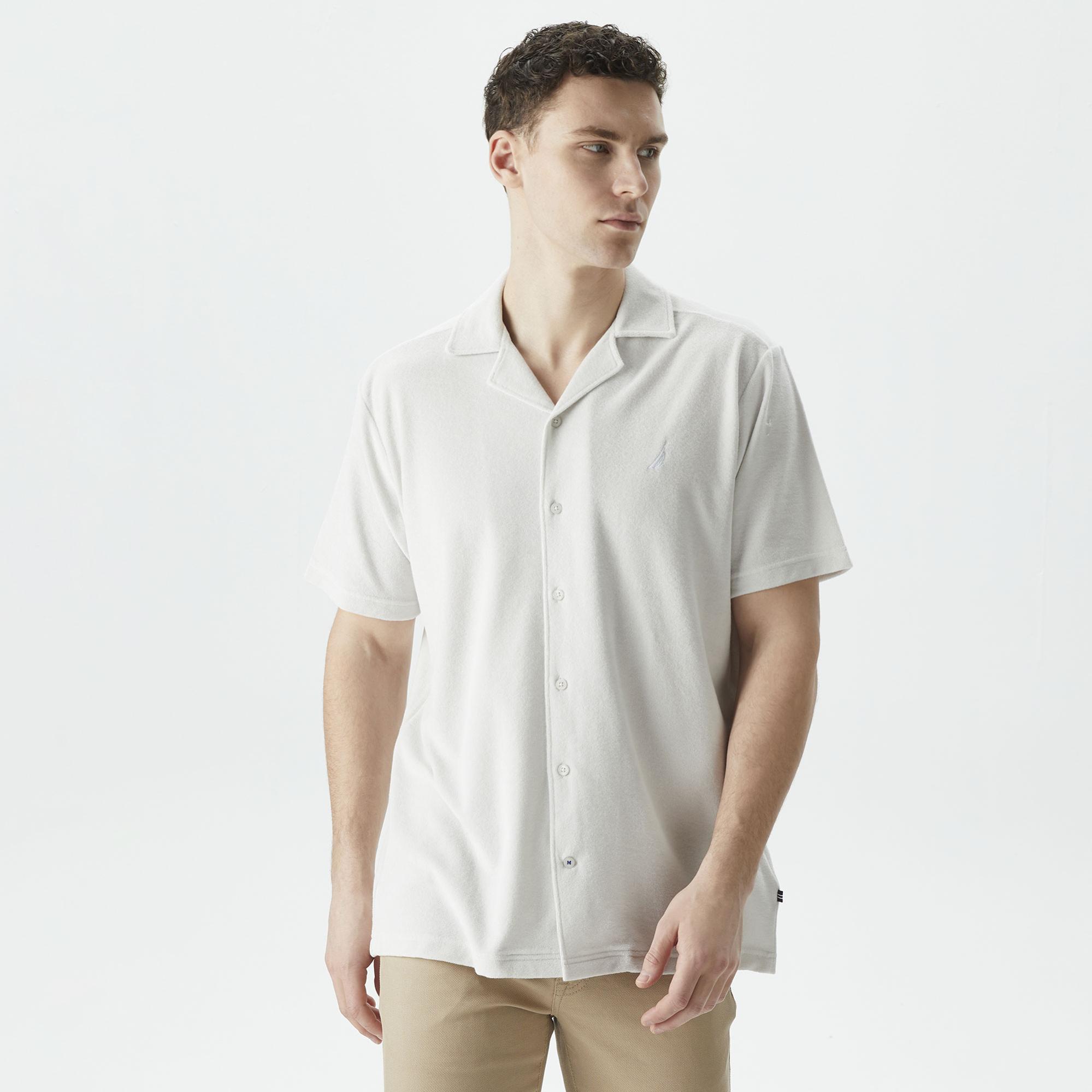 Nautica Erkek Gri Classic Fit Kısa Kollu Gömlek