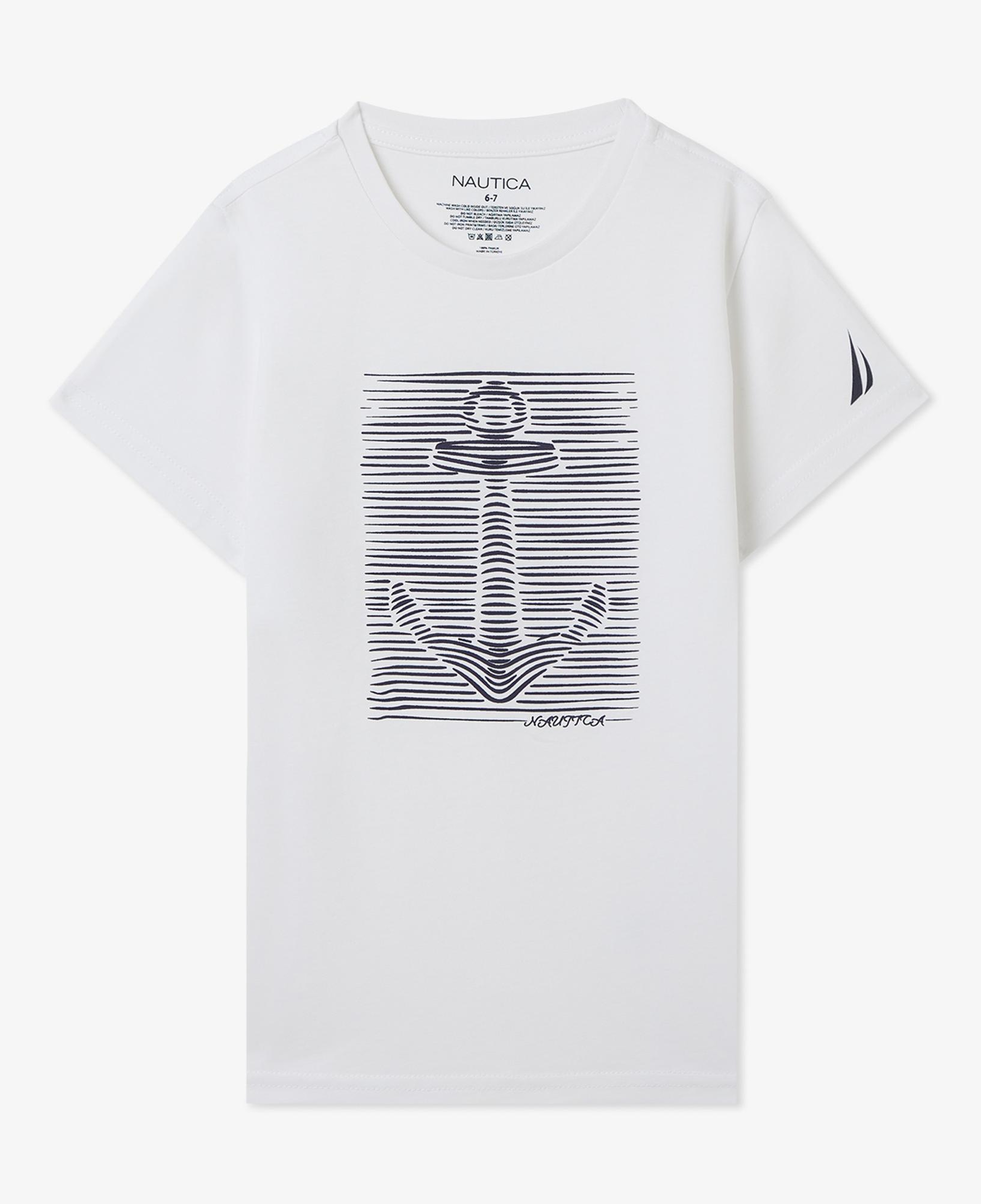 Nautica Erkek Çocuk Beyaz Regular Fit Baskılı T-Shirt