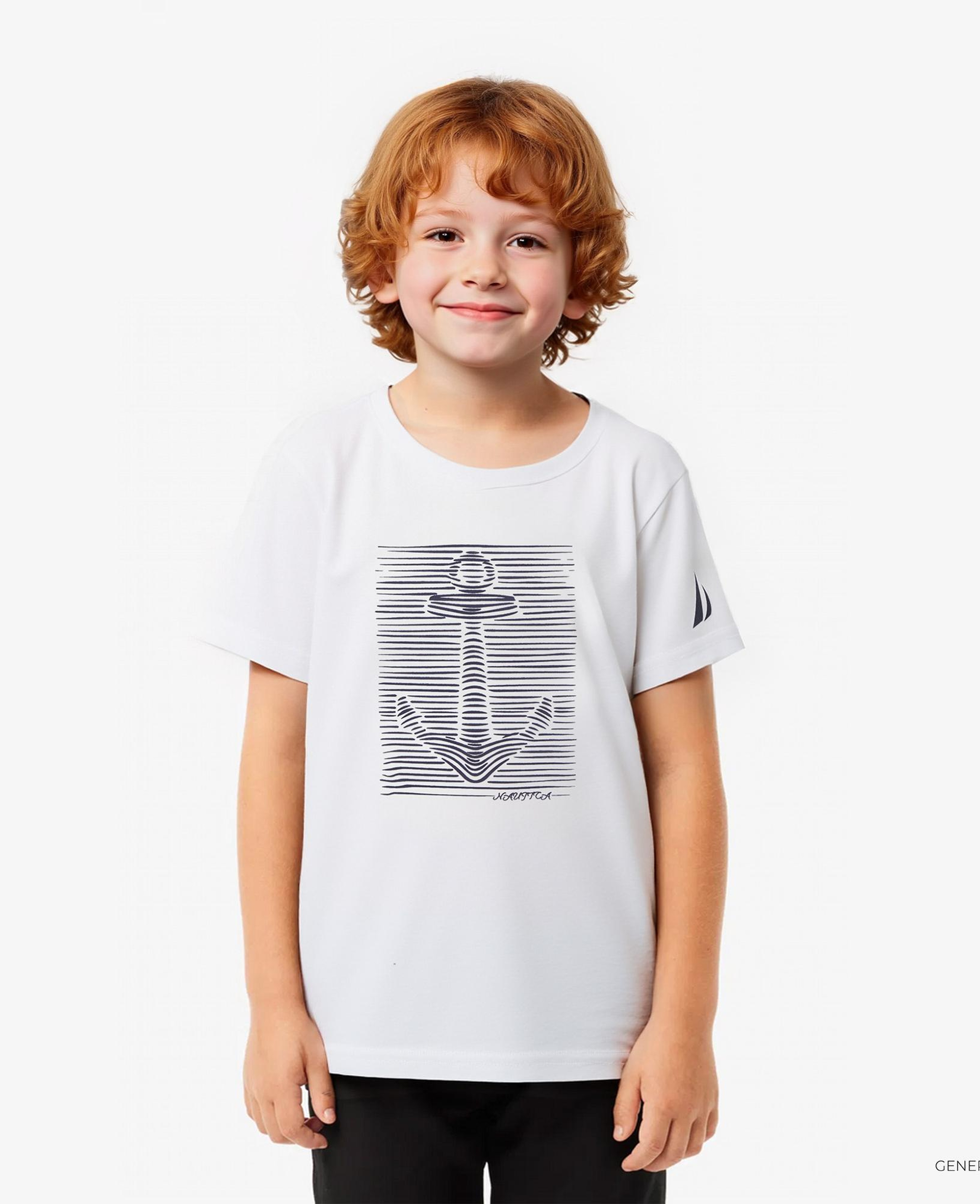 Nautica Erkek Çocuk Beyaz Regular Fit Baskılı T-Shirt