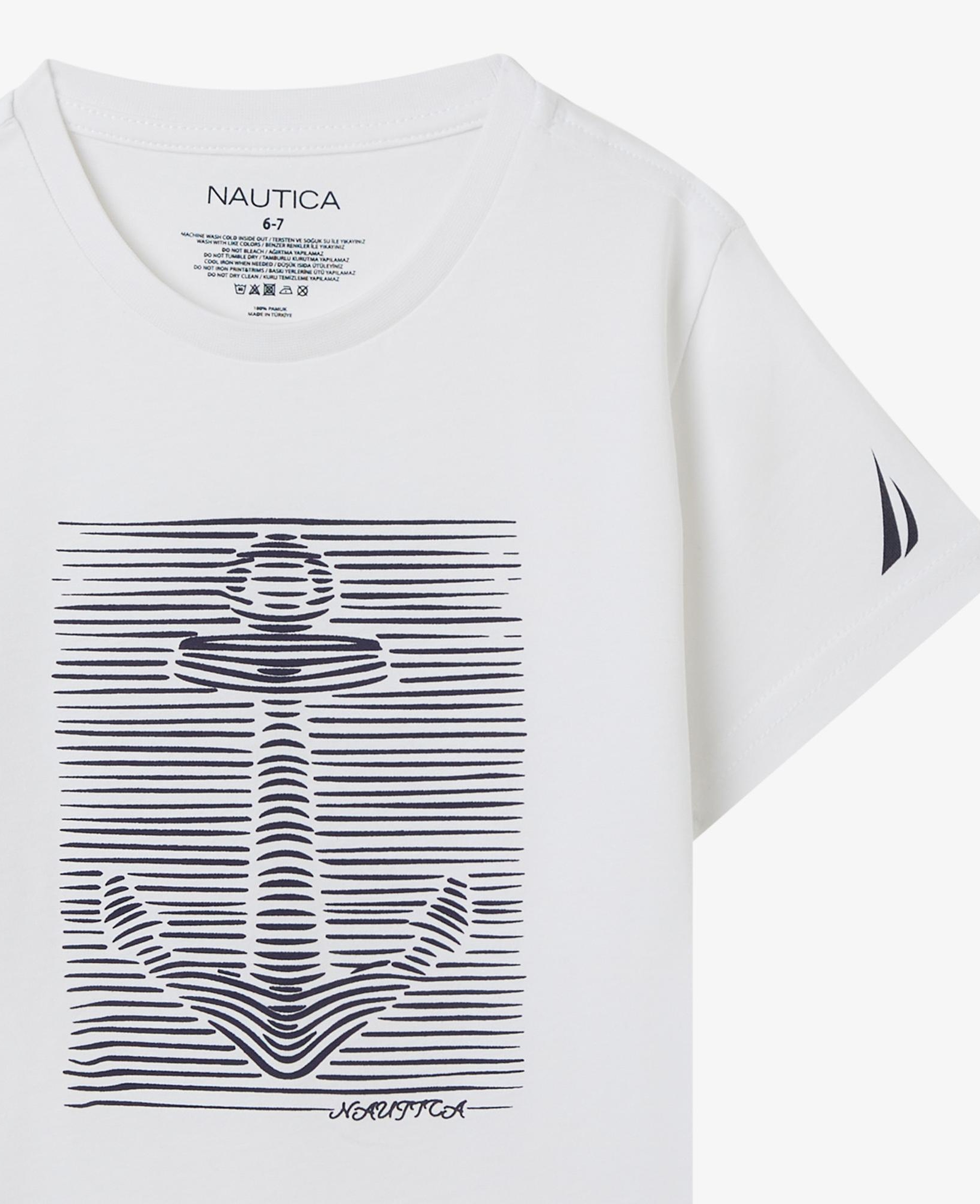 Nautica Erkek Çocuk Beyaz Regular Fit Baskılı T-Shirt