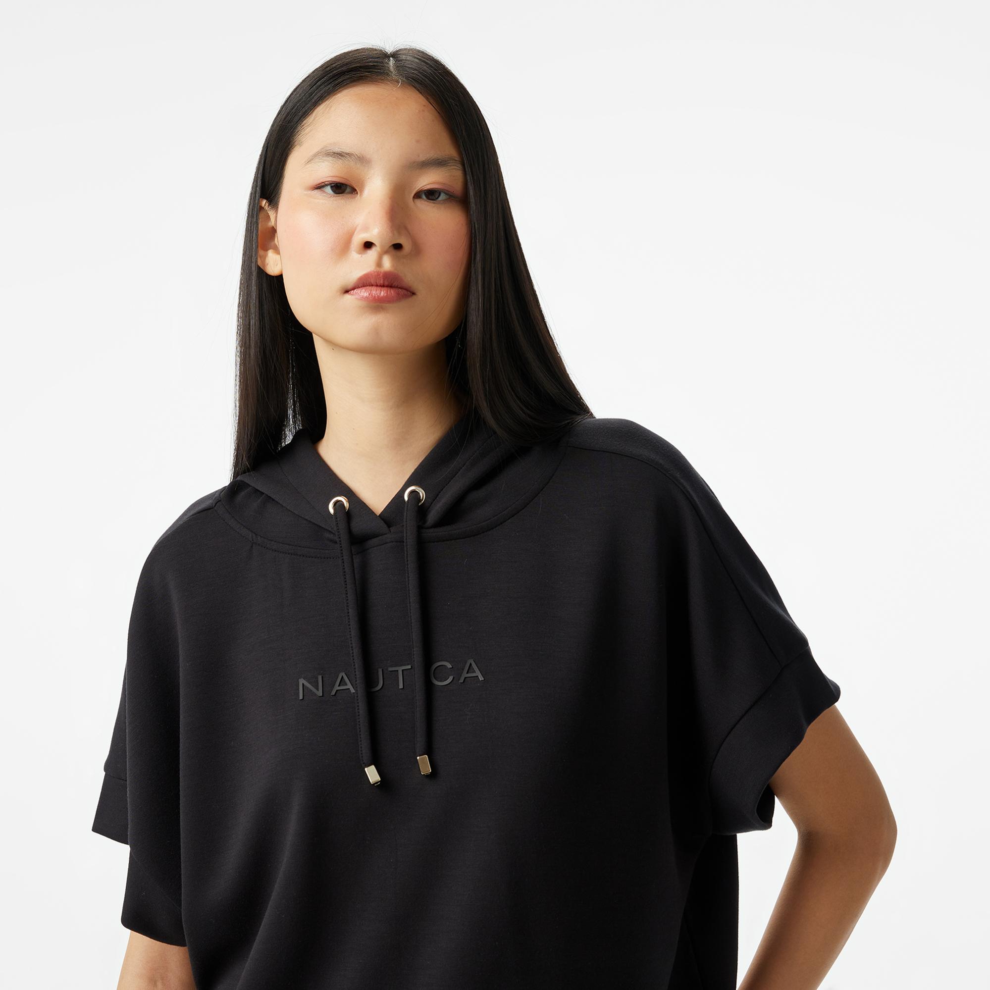 Nautica Kadın Siyah Relaxed Fit Kapüşonlu Sweatshirt