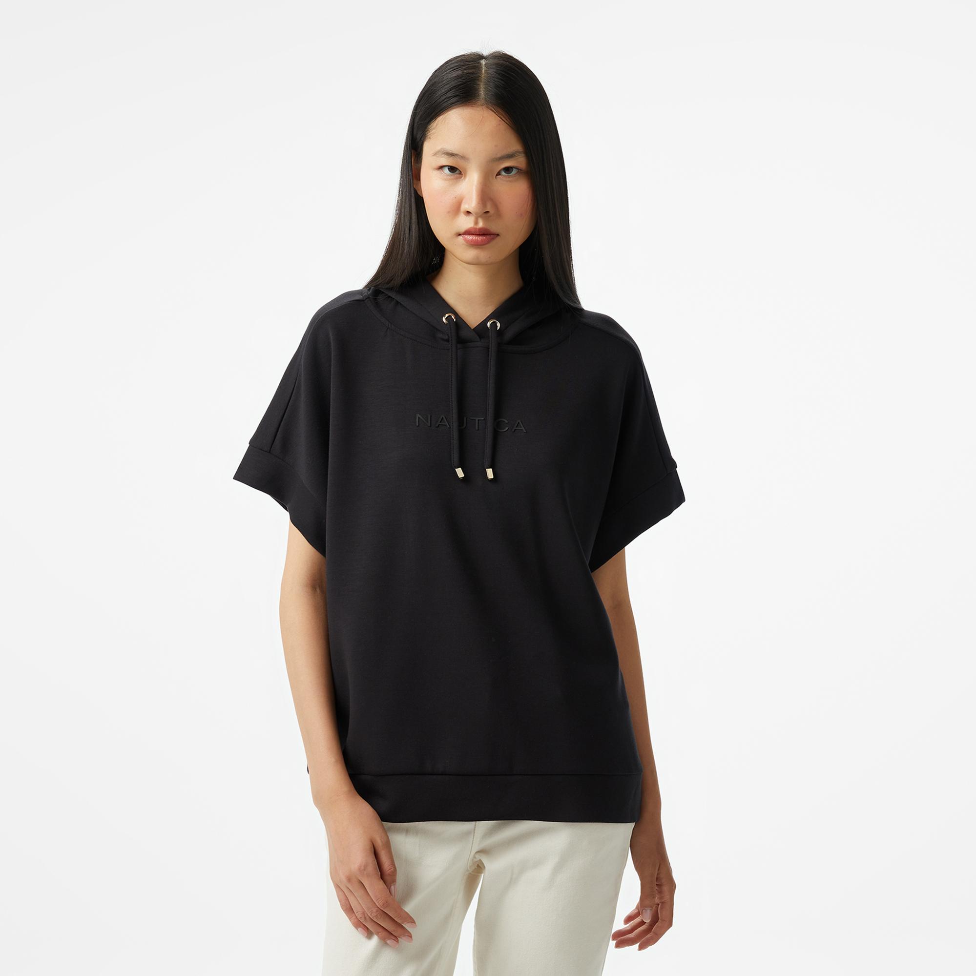 Nautica Kadın Siyah Relaxed Fit Kapüşonlu Sweatshirt