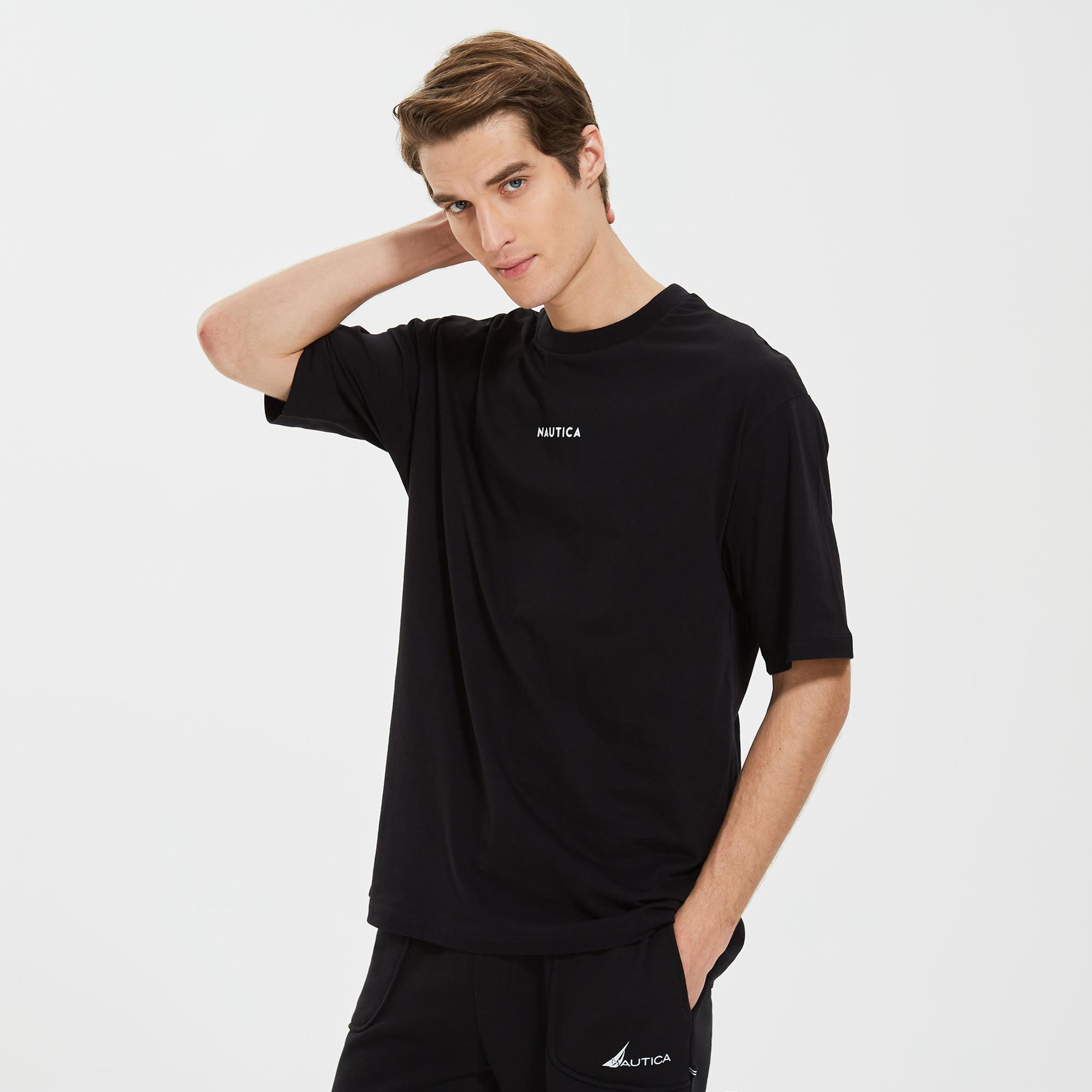 Nautica Erkek Siyah Oversize T-Shirt