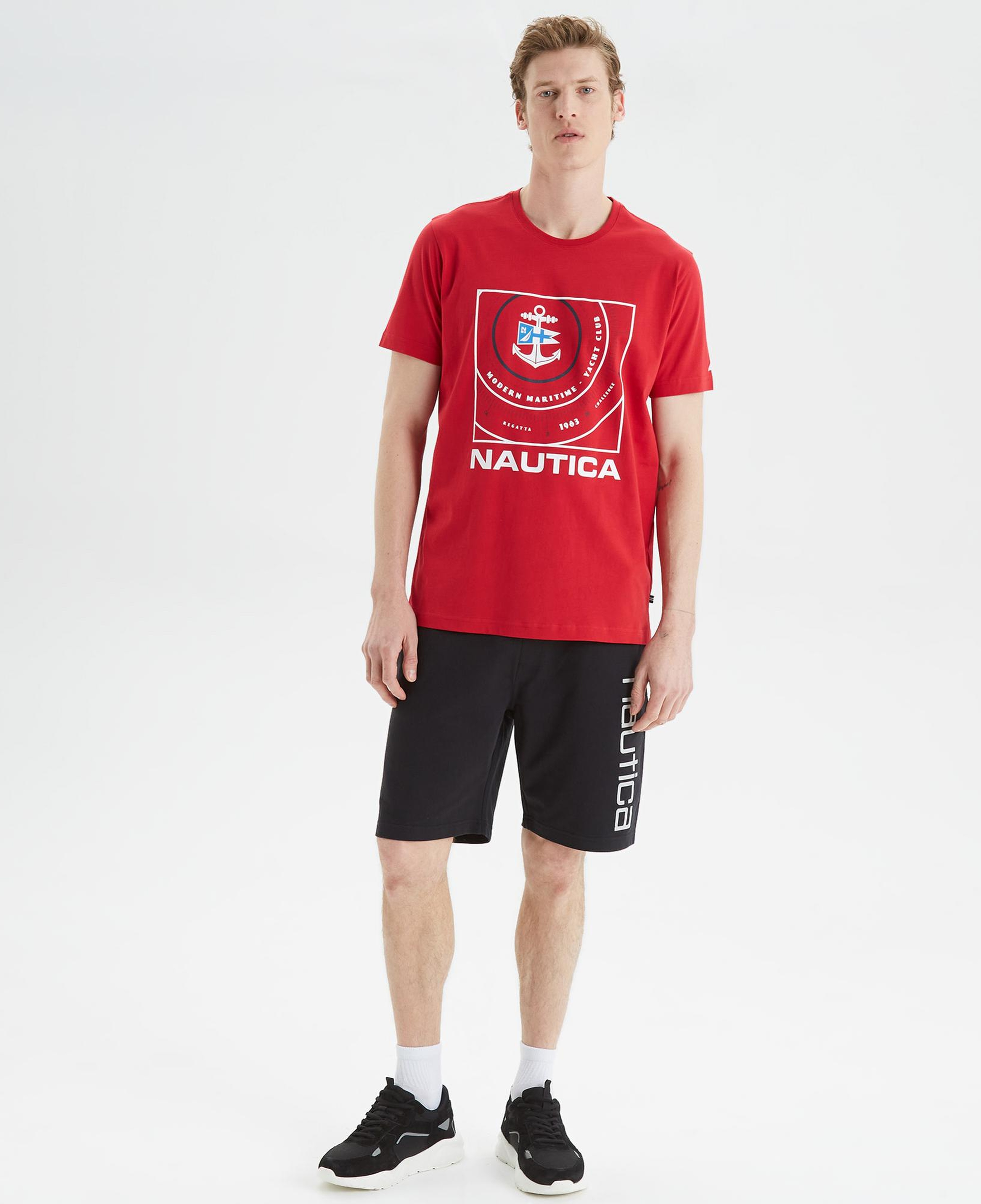 Nautica Erkek Siyah Baskılı Standart Fit Şort