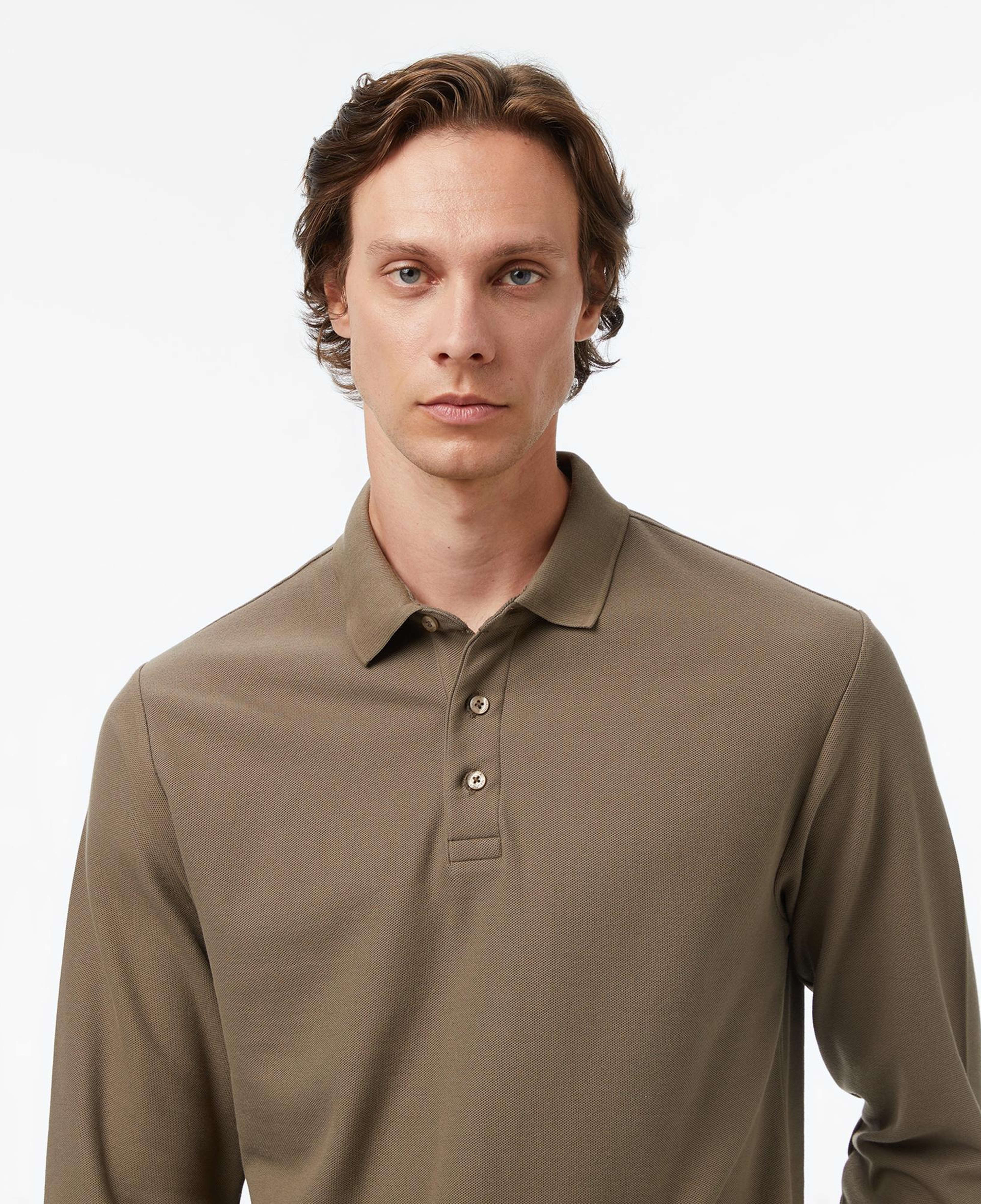 Nautica Erkek Kahverengi Classic Fit Uzun Kollu Polo Yaka T-Shirt