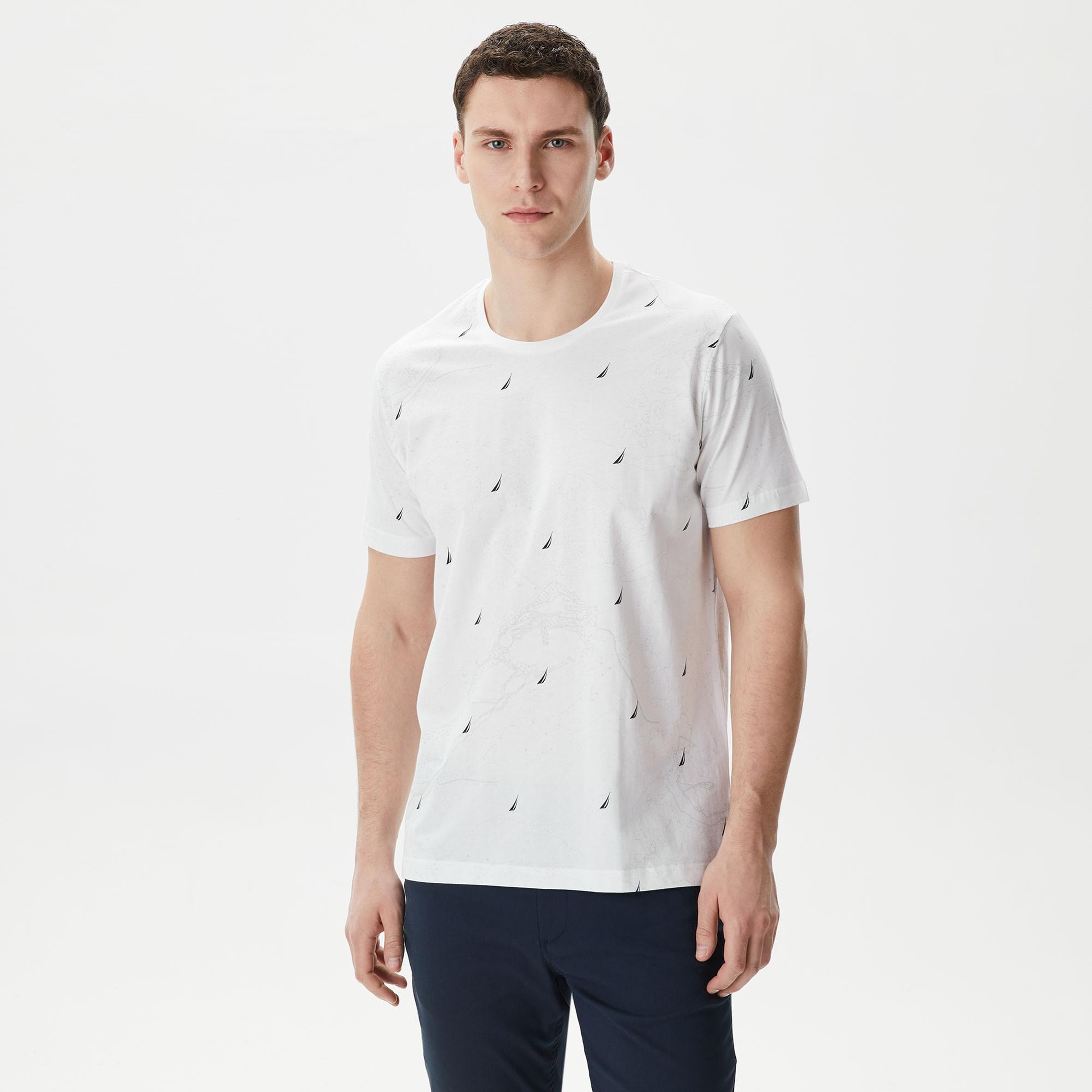 Nautica Erkek Beyaz Standart Fit T-Shirt