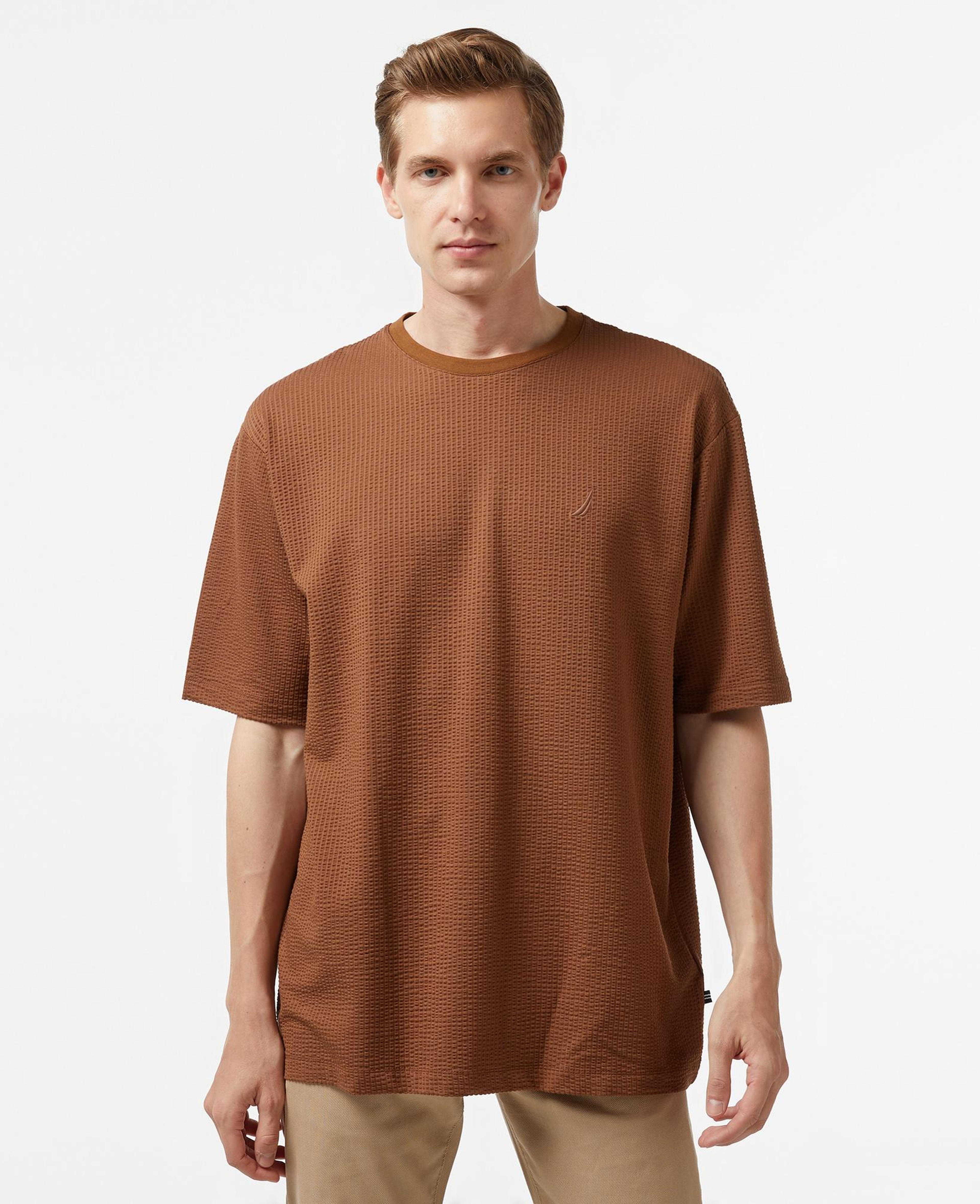 Nautica Erkek Bej Oversize T-Shirt